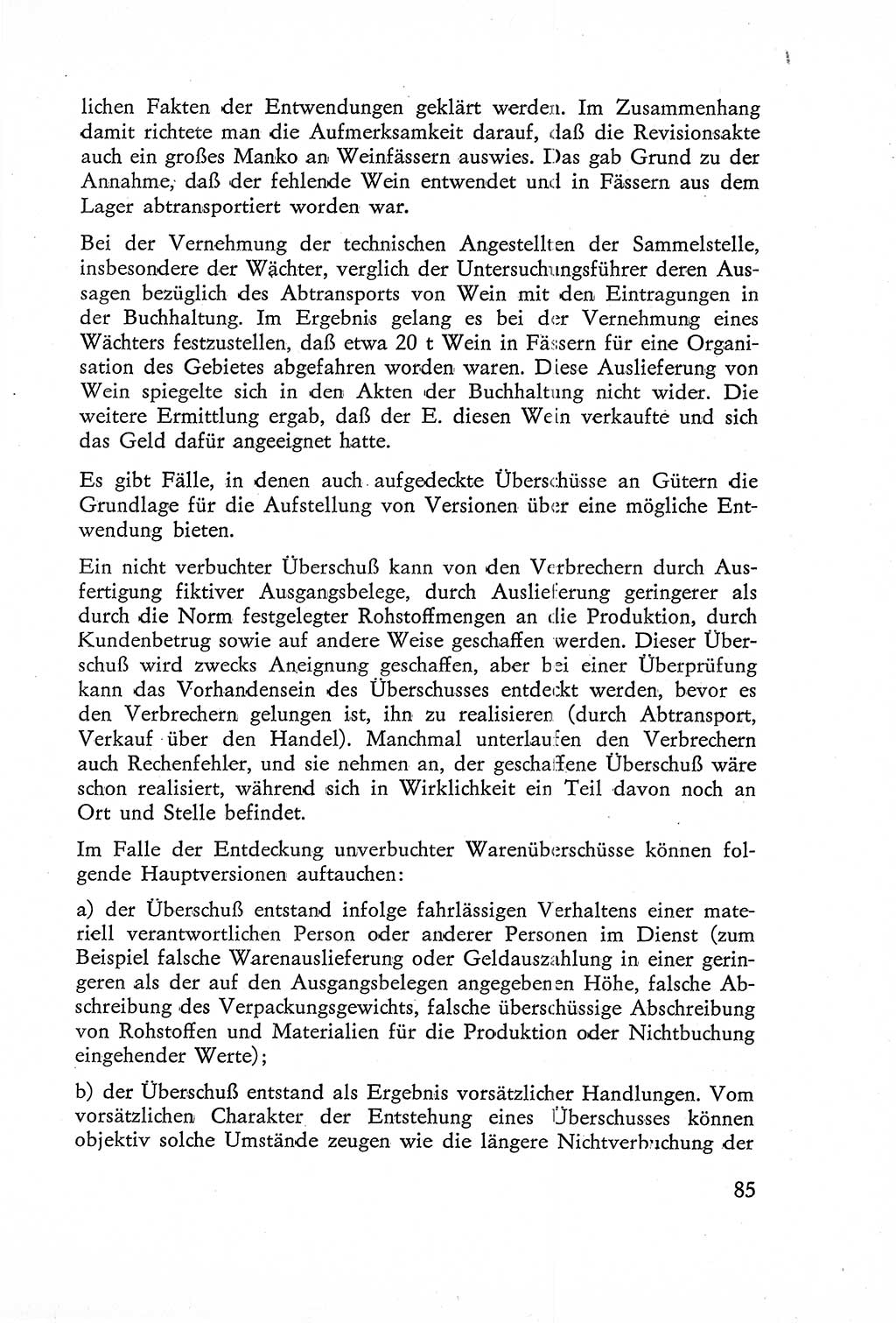 Die Untersuchung einzelner Verbrechensarten [Deutsche Demokratische Republik (DDR)] 1960, Seite 85 (Unters. Verbr.-Art. DDR 1960, S. 85)