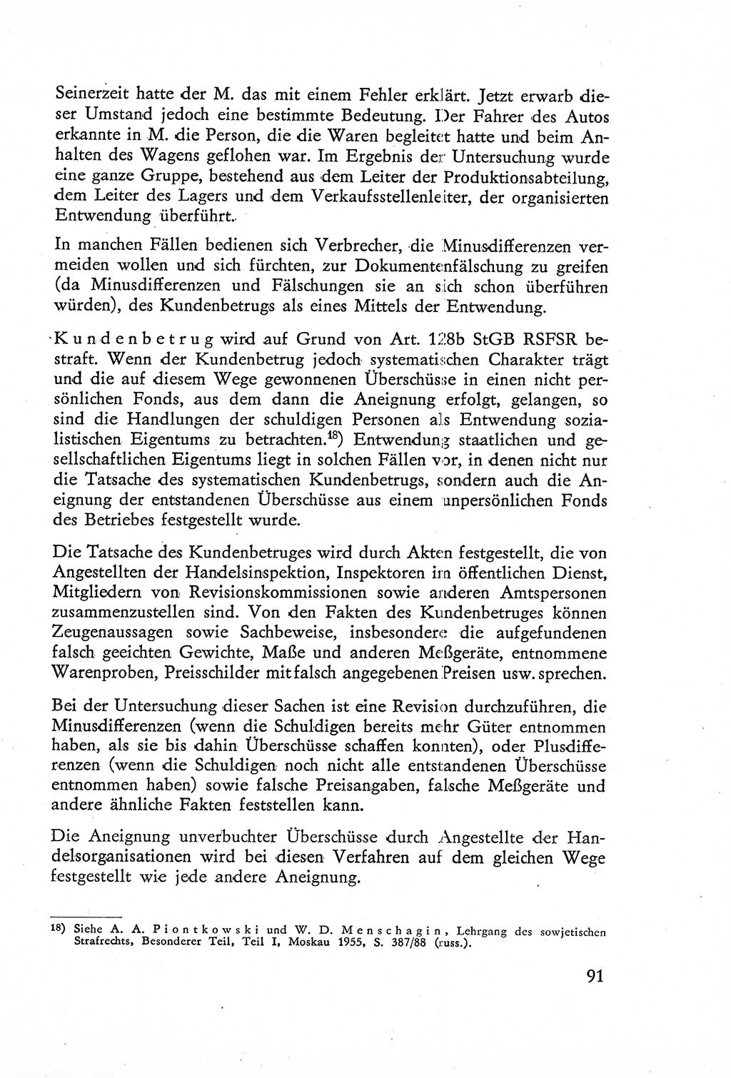 Die Untersuchung einzelner Verbrechensarten [Deutsche Demokratische Republik (DDR)] 1960, Seite 91 (Unters. Verbr.-Art. DDR 1960, S. 91)
