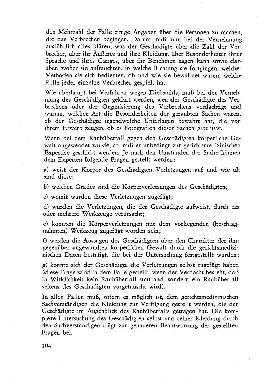 Die Untersuchung einzelner Verbrechensarten [Deutsche Demokratische Republik (DDR)] 1960, Seite 104 (Unters. Verbr.-Art. DDR 1960, S. 104)