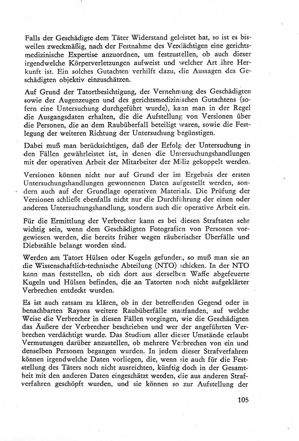 Die Untersuchung einzelner Verbrechensarten [Deutsche Demokratische Republik (DDR)] 1960, Seite 105 (Unters. Verbr.-Art. DDR 1960, S. 105)