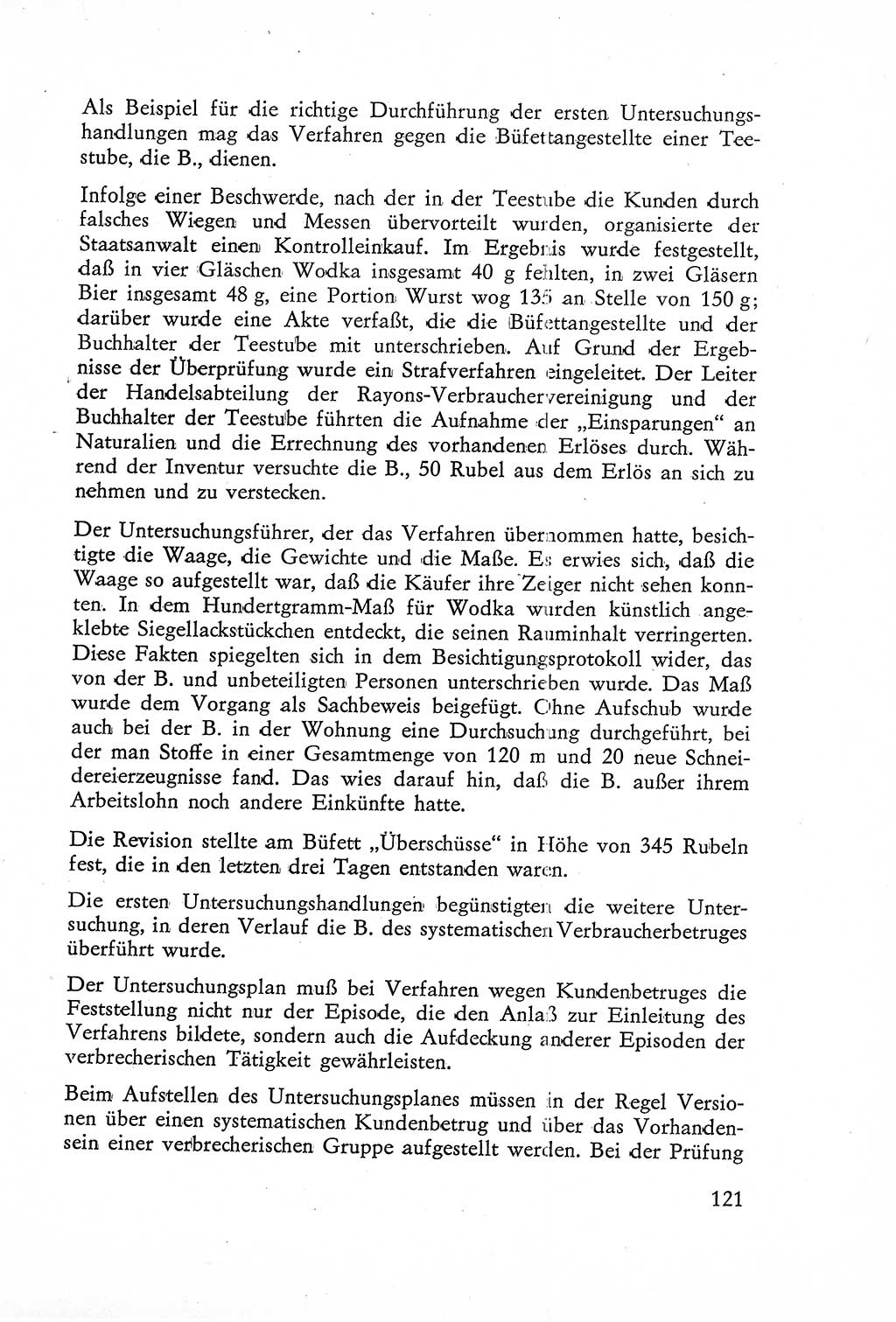 Die Untersuchung einzelner Verbrechensarten [Deutsche Demokratische Republik (DDR)] 1960, Seite 121 (Unters. Verbr.-Art. DDR 1960, S. 121)