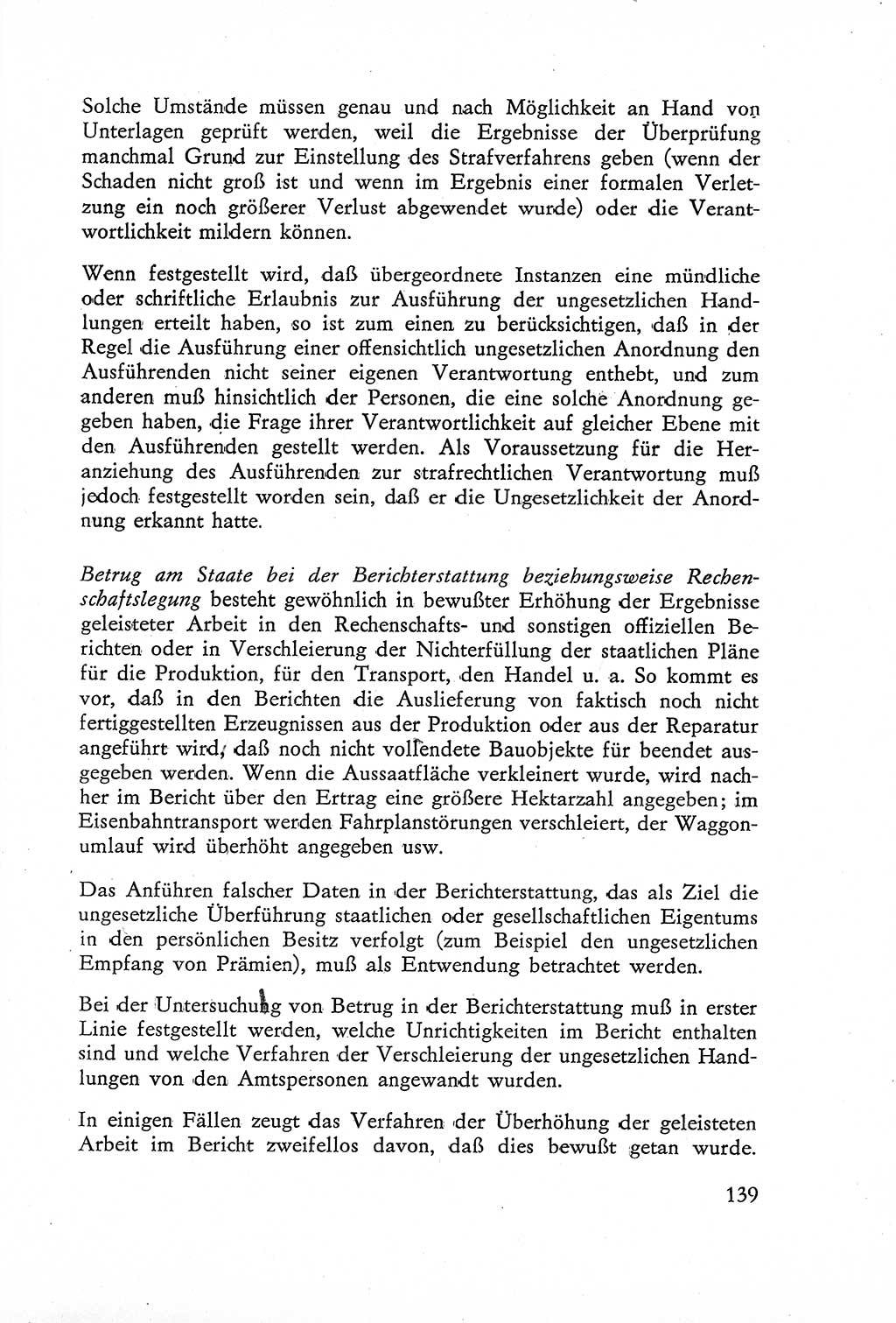Die Untersuchung einzelner Verbrechensarten [Deutsche Demokratische Republik (DDR)] 1960, Seite 139 (Unters. Verbr.-Art. DDR 1960, S. 139)