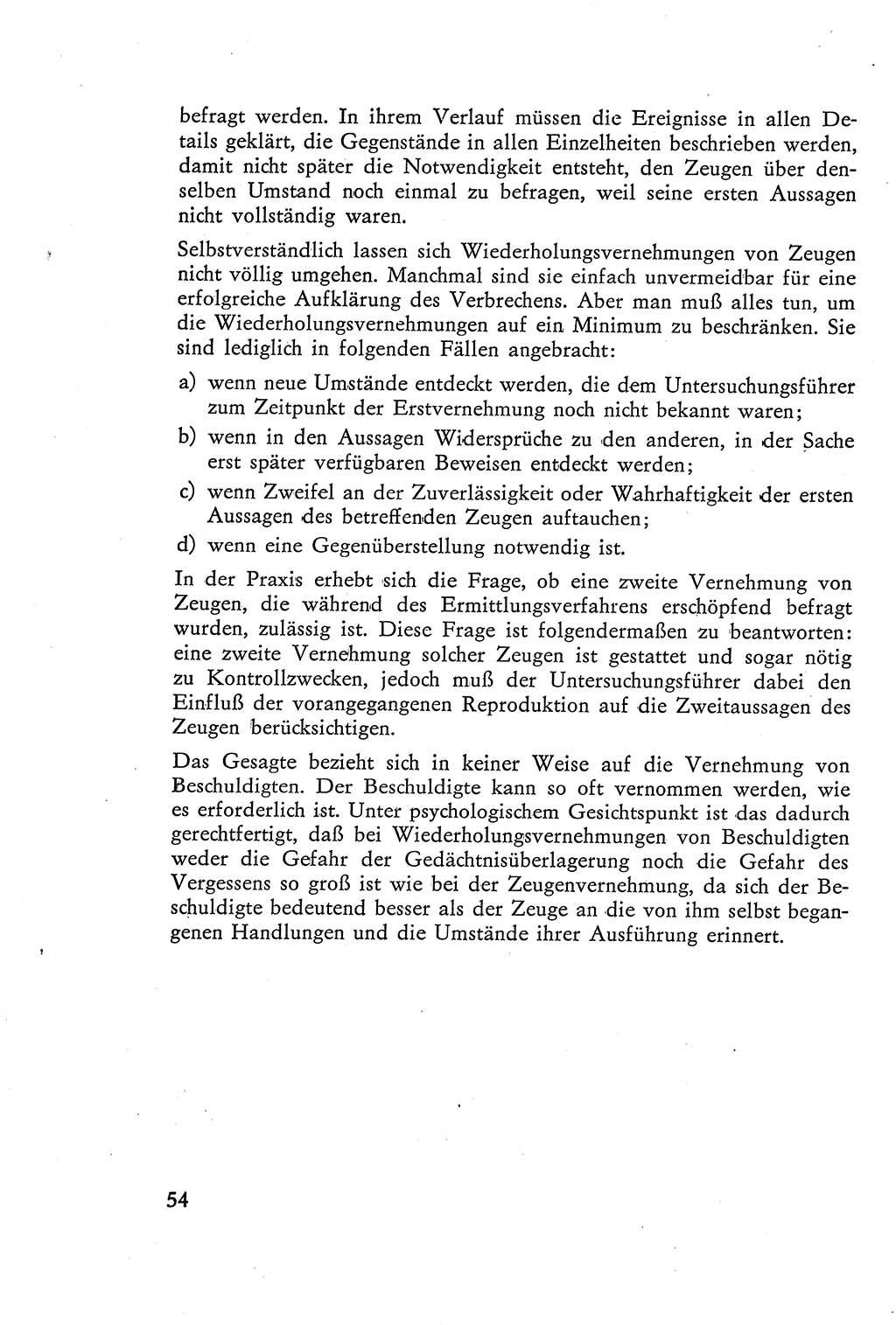 Die Vernehmung [Deutsche Demokratische Republik (DDR)] 1960, Seite 54 (Vern. DDR 1960, S. 54)