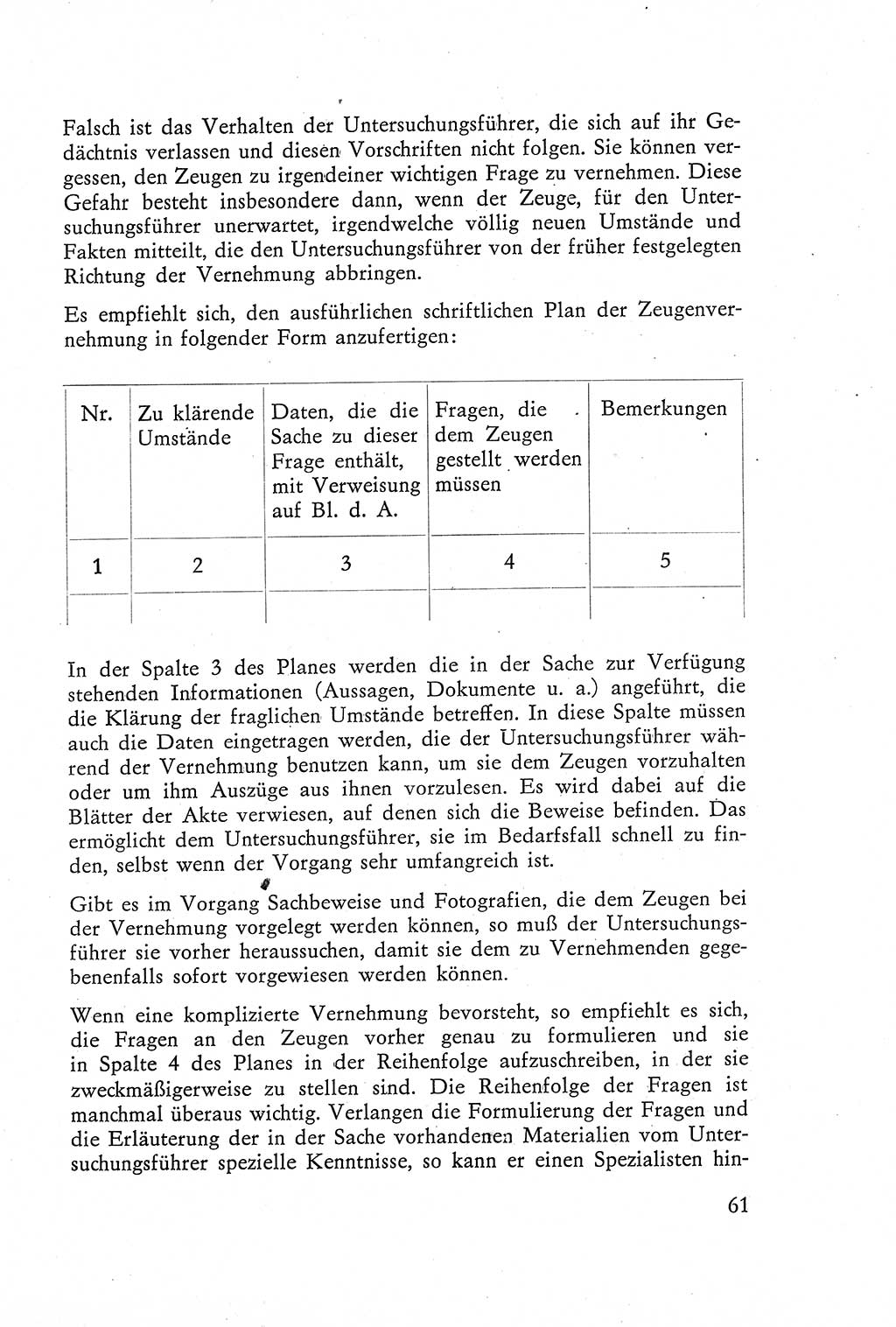 Die Vernehmung [Deutsche Demokratische Republik (DDR)] 1960, Seite 61 (Vern. DDR 1960, S. 61)