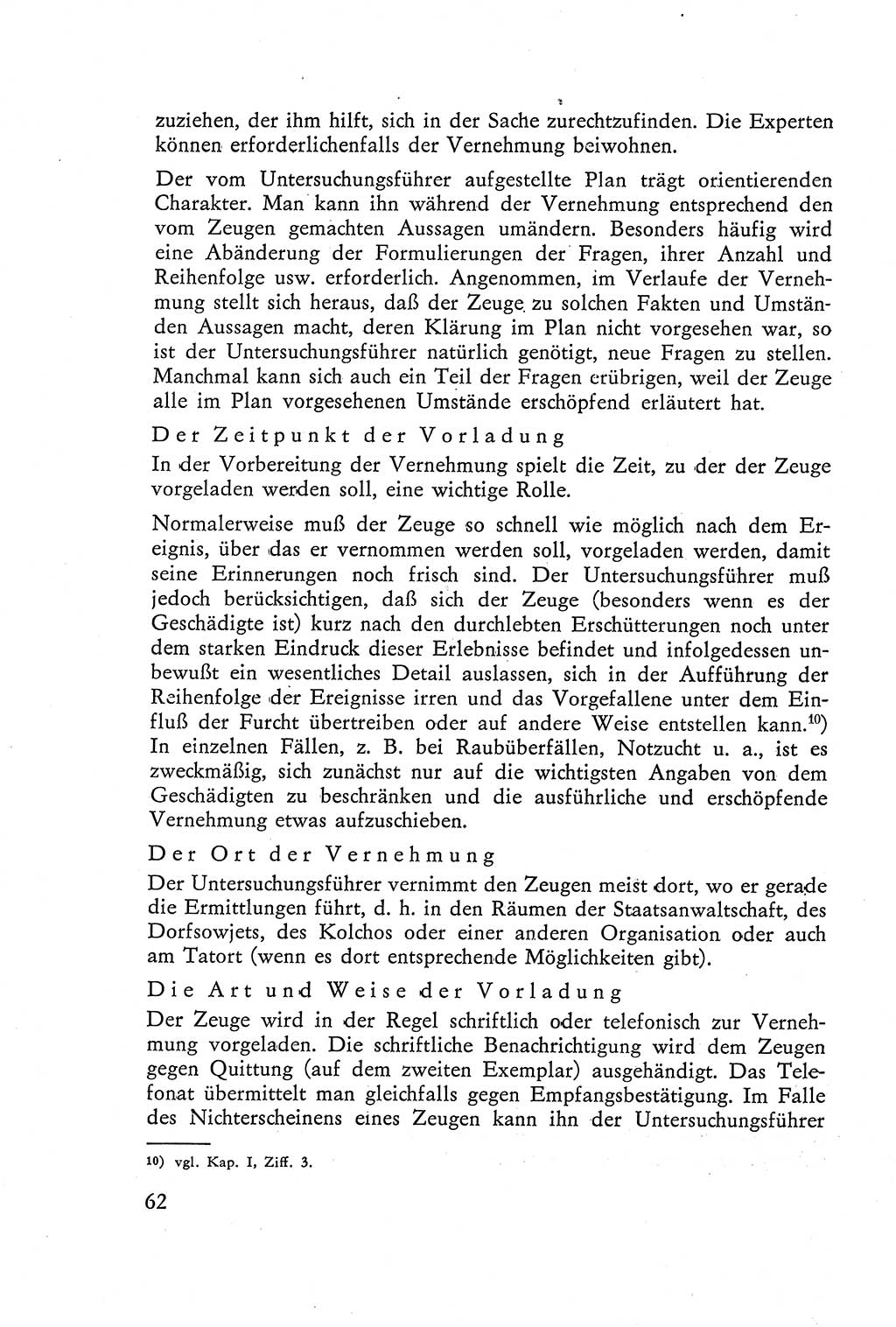 Die Vernehmung [Deutsche Demokratische Republik (DDR)] 1960, Seite 62 (Vern. DDR 1960, S. 62)