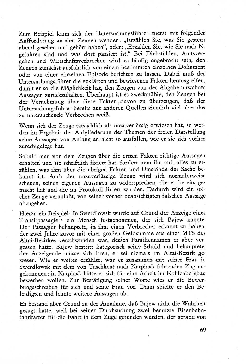 Die Vernehmung [Deutsche Demokratische Republik (DDR)] 1960, Seite 69 (Vern. DDR 1960, S. 69)