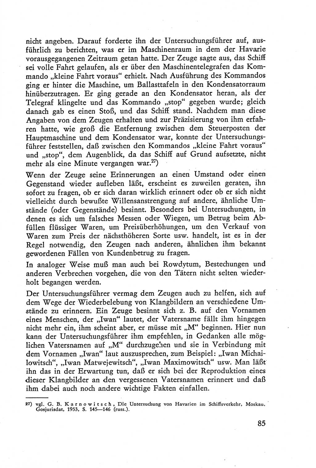 Die Vernehmung [Deutsche Demokratische Republik (DDR)] 1960, Seite 85 (Vern. DDR 1960, S. 85)