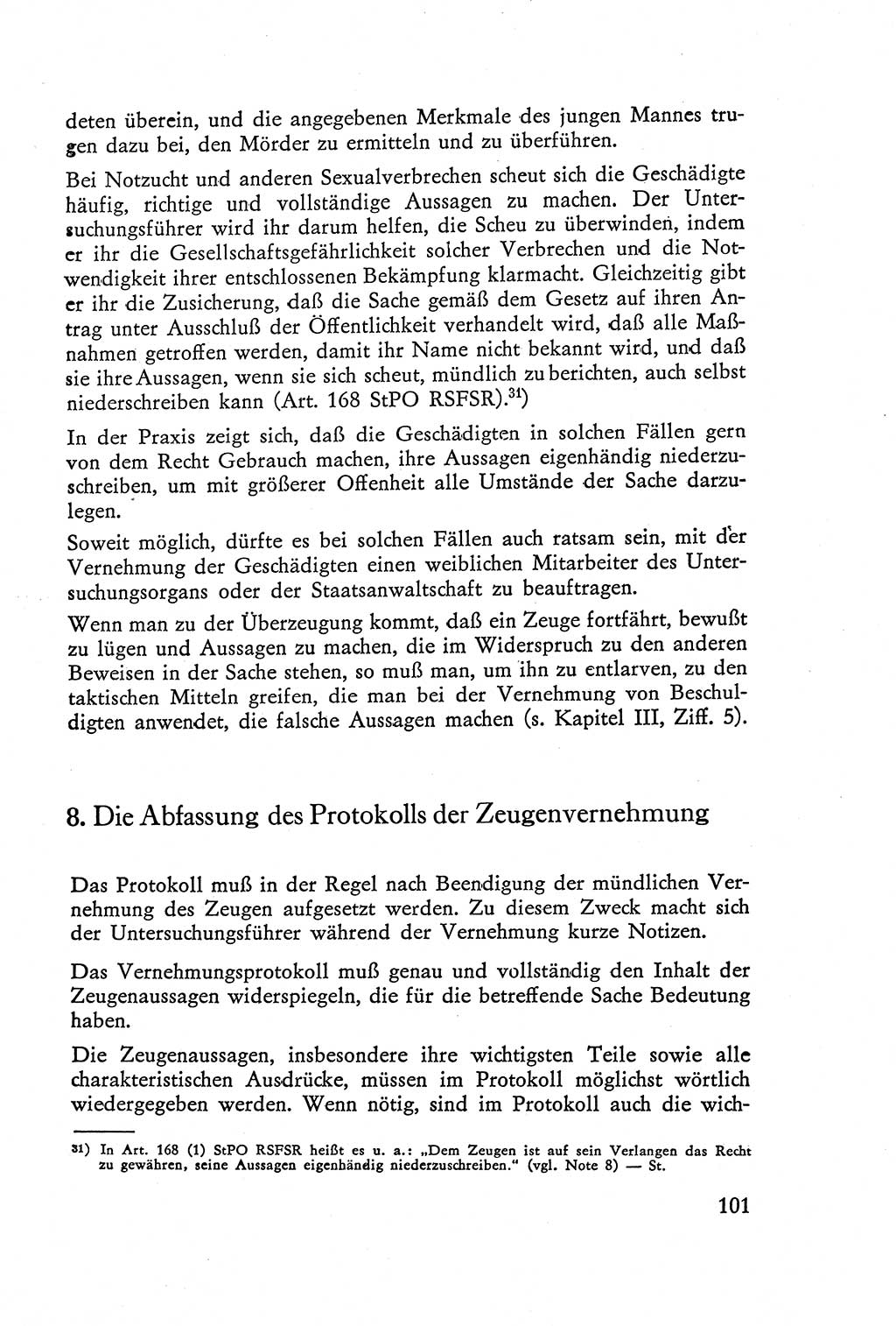 Die Vernehmung [Deutsche Demokratische Republik (DDR)] 1960, Seite 101 (Vern. DDR 1960, S. 101)