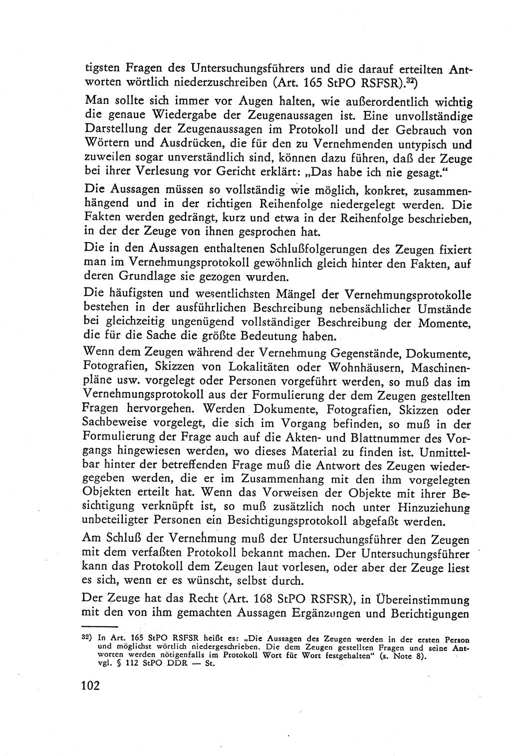 Die Vernehmung [Deutsche Demokratische Republik (DDR)] 1960, Seite 102 (Vern. DDR 1960, S. 102)