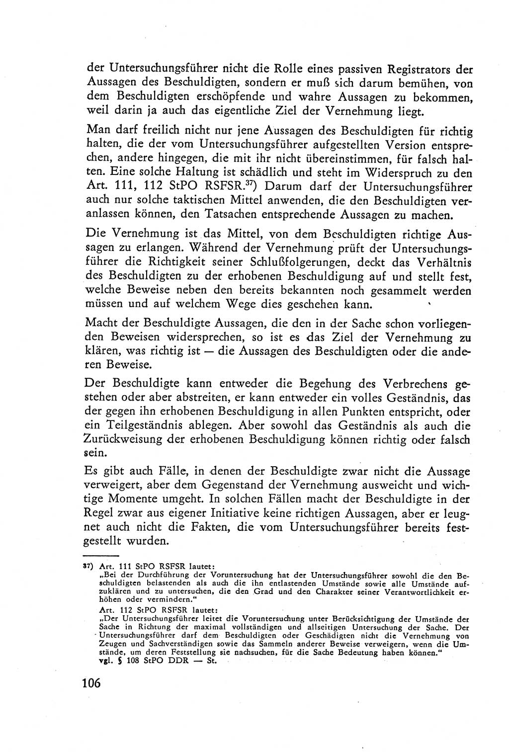 Die Vernehmung [Deutsche Demokratische Republik (DDR)] 1960, Seite 106 (Vern. DDR 1960, S. 106)