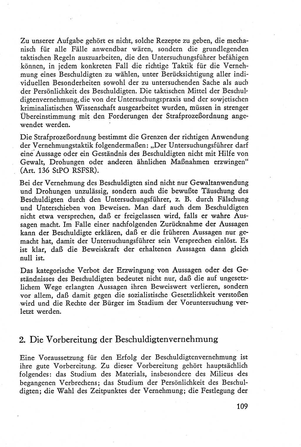 Die Vernehmung [Deutsche Demokratische Republik (DDR)] 1960, Seite 109 (Vern. DDR 1960, S. 109)