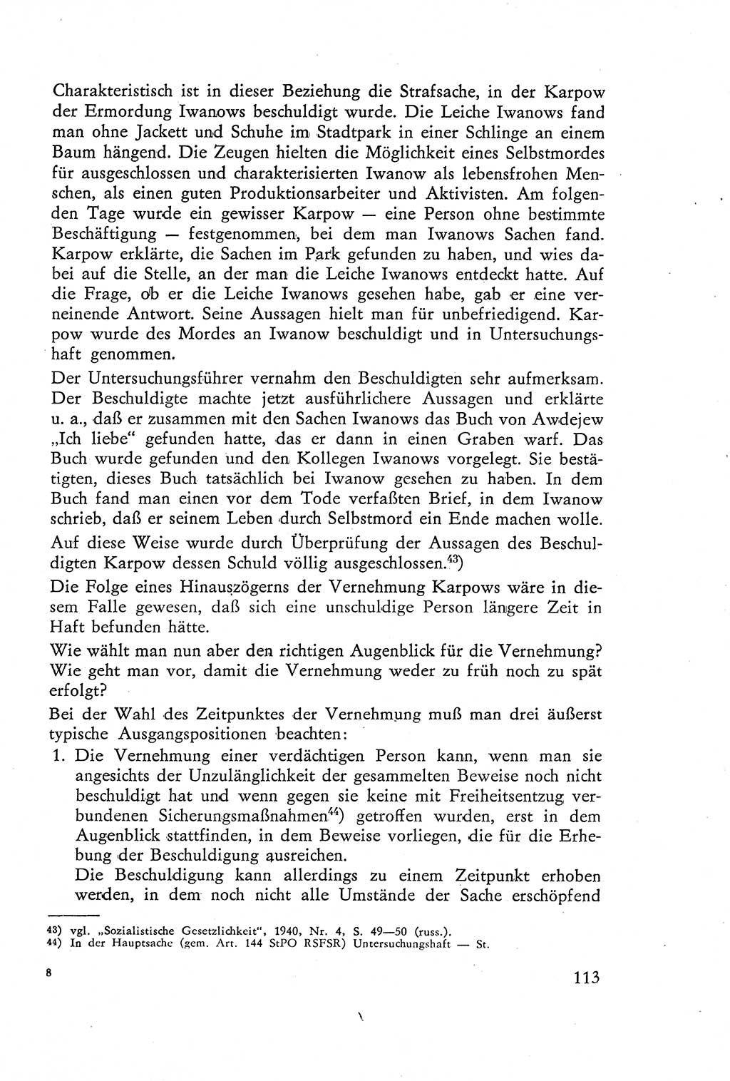 Die Vernehmung [Deutsche Demokratische Republik (DDR)] 1960, Seite 113 (Vern. DDR 1960, S. 113)