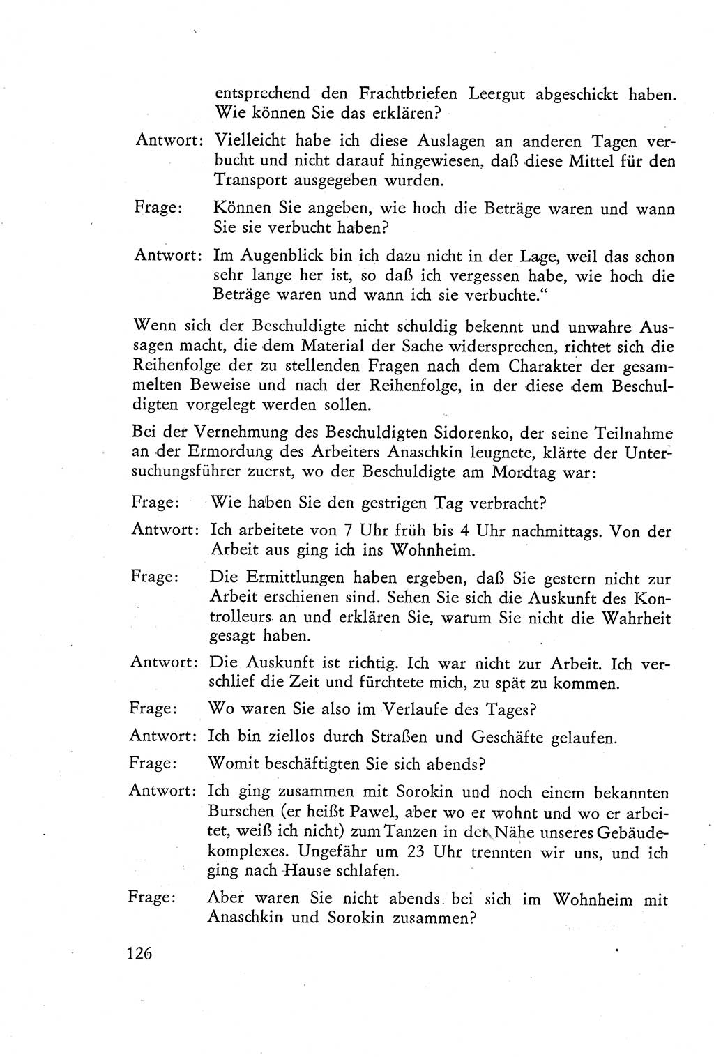 Die Vernehmung [Deutsche Demokratische Republik (DDR)] 1960, Seite 126 (Vern. DDR 1960, S. 126)