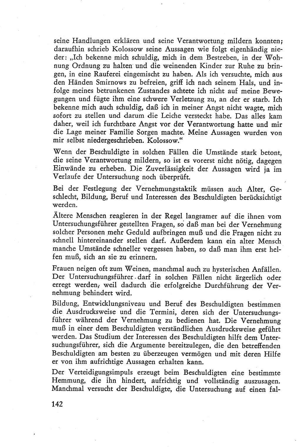 Die Vernehmung [Deutsche Demokratische Republik (DDR)] 1960, Seite 142 (Vern. DDR 1960, S. 142)