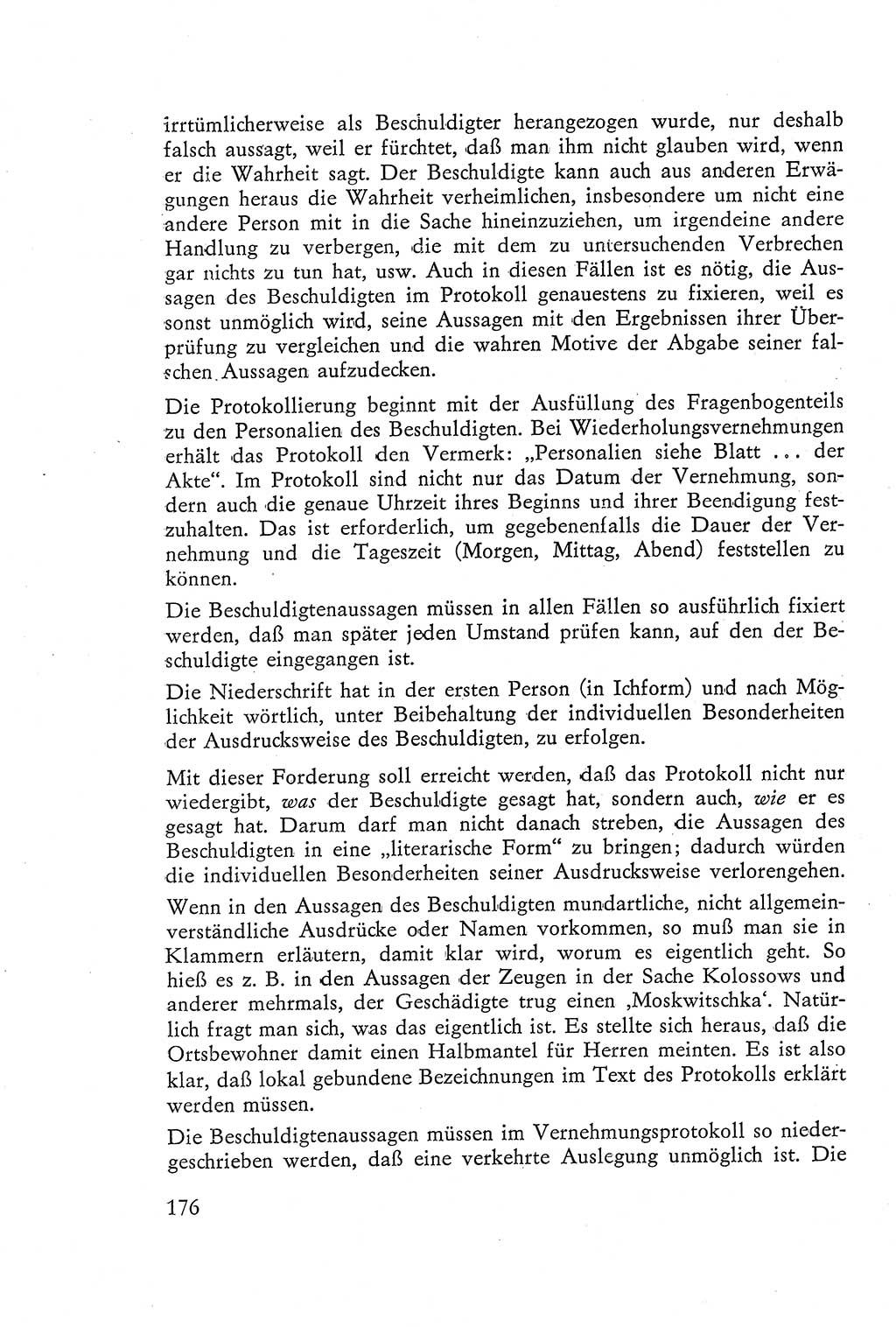 Die Vernehmung [Deutsche Demokratische Republik (DDR)] 1960, Seite 176 (Vern. DDR 1960, S. 176)