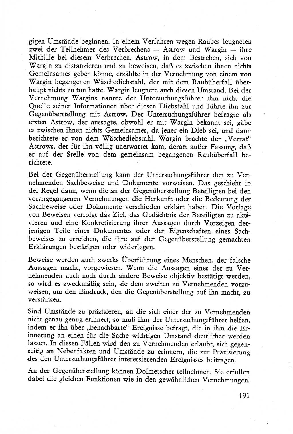 Die Vernehmung [Deutsche Demokratische Republik (DDR)] 1960, Seite 191 (Vern. DDR 1960, S. 191)