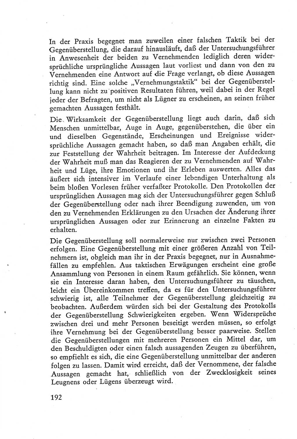 Die Vernehmung [Deutsche Demokratische Republik (DDR)] 1960, Seite 192 (Vern. DDR 1960, S. 192)