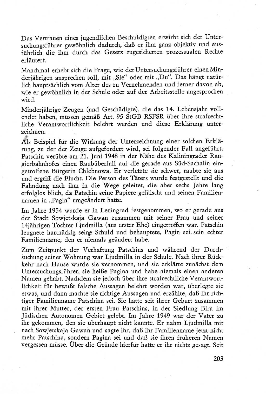 Die Vernehmung [Deutsche Demokratische Republik (DDR)] 1960, Seite 203 (Vern. DDR 1960, S. 203)