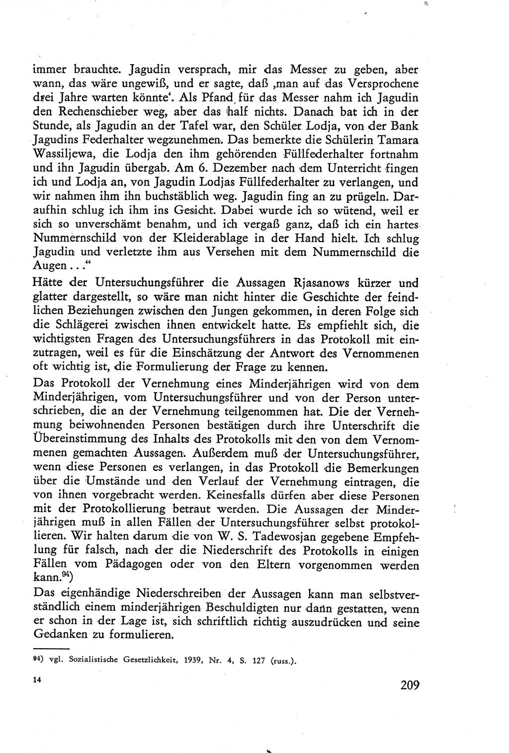 Die Vernehmung [Deutsche Demokratische Republik (DDR)] 1960, Seite 209 (Vern. DDR 1960, S. 209)