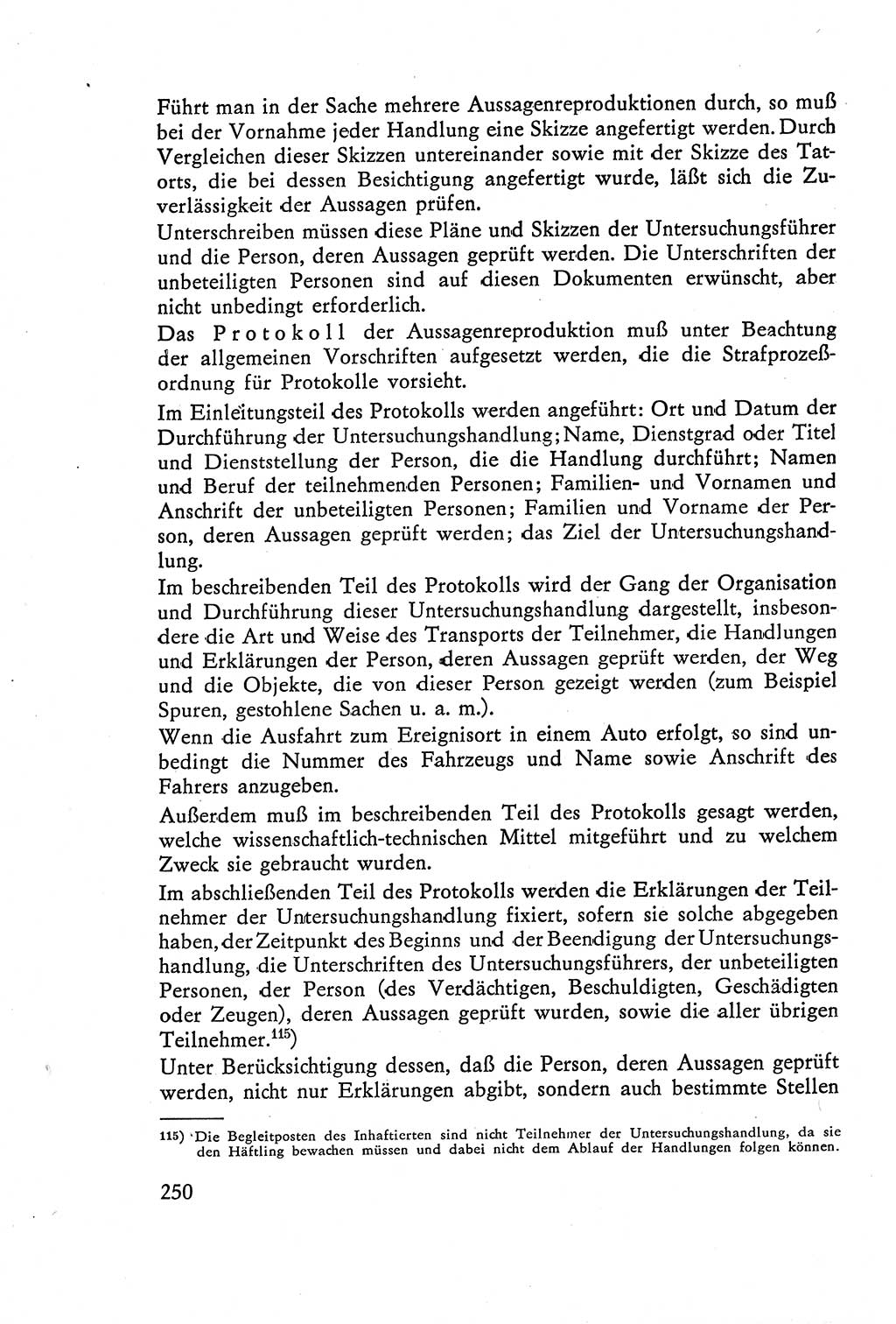 Die Vernehmung [Deutsche Demokratische Republik (DDR)] 1960, Seite 250 (Vern. DDR 1960, S. 250)