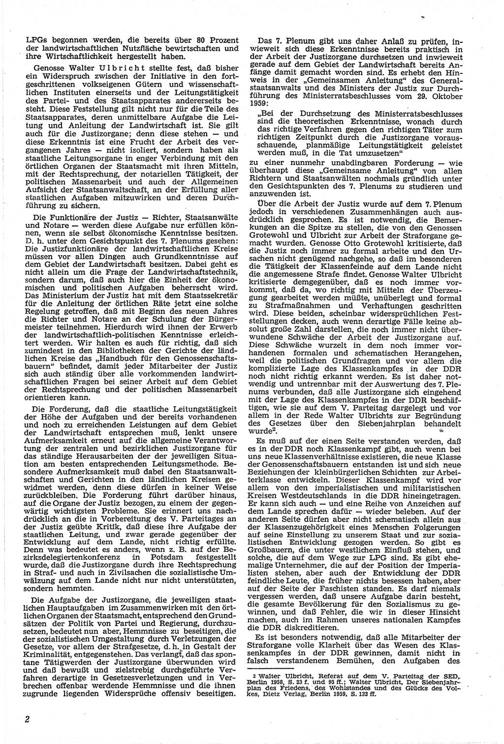 Neue Justiz (NJ), Zeitschrift für Recht und Rechtswissenschaft [Deutsche Demokratische Republik (DDR)], 14. Jahrgang 1960, Seite 2 (NJ DDR 1960, S. 2)