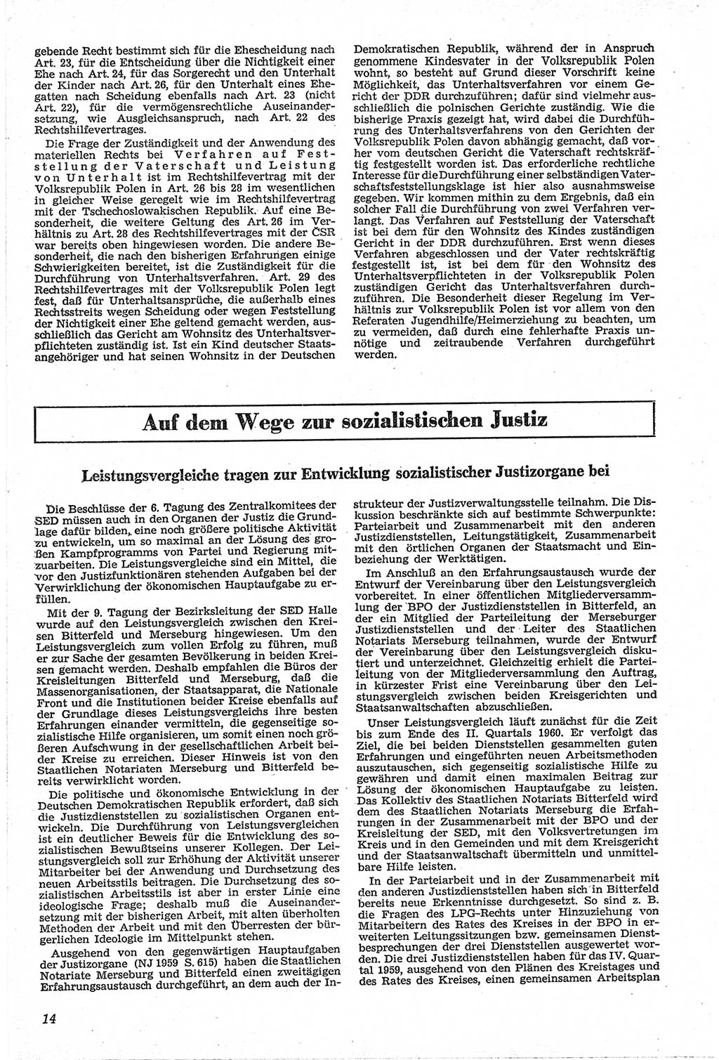 Neue Justiz (NJ), Zeitschrift für Recht und Rechtswissenschaft [Deutsche Demokratische Republik (DDR)], 14. Jahrgang 1960, Seite 14 (NJ DDR 1960, S. 14)
