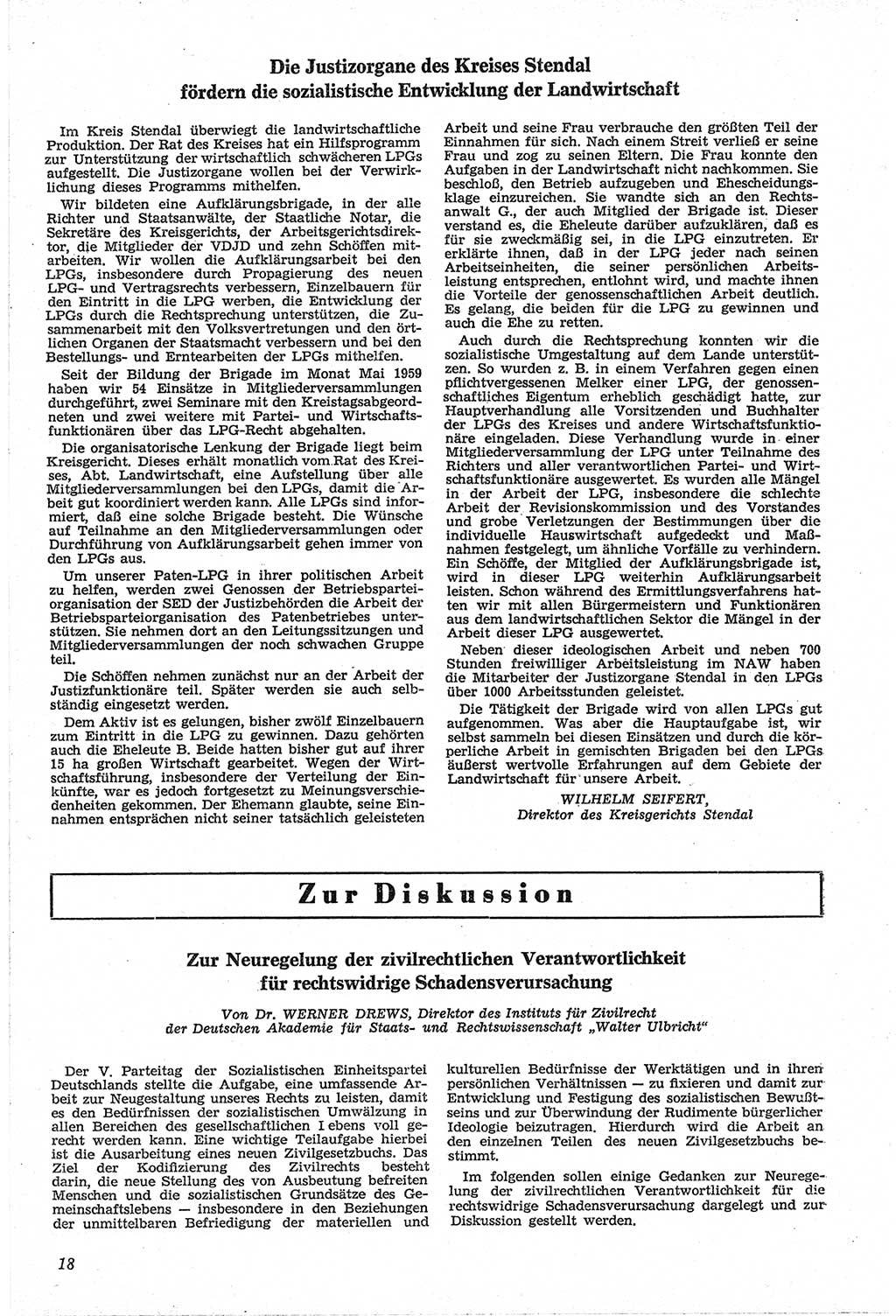 Neue Justiz (NJ), Zeitschrift für Recht und Rechtswissenschaft [Deutsche Demokratische Republik (DDR)], 14. Jahrgang 1960, Seite 18 (NJ DDR 1960, S. 18)