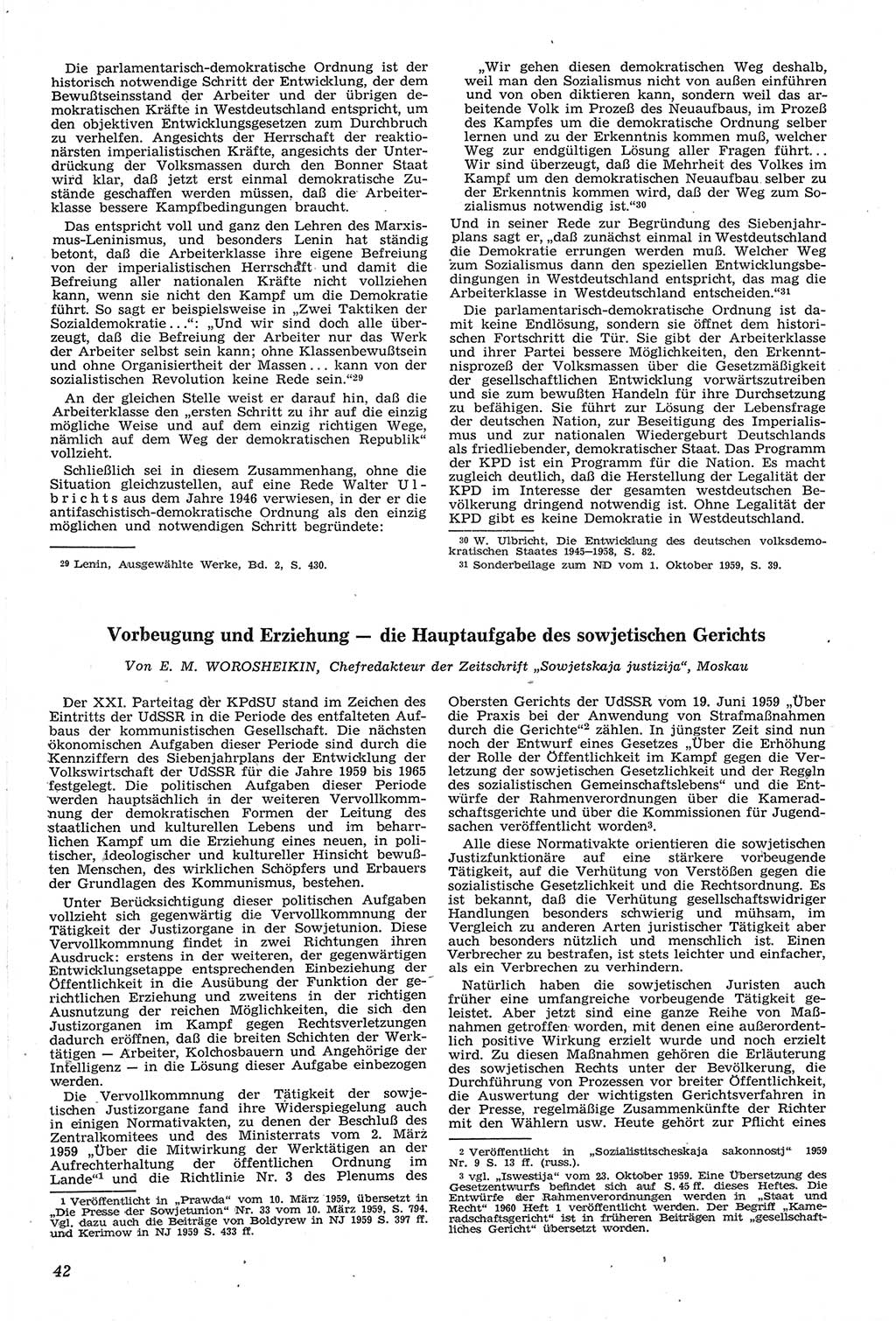 Neue Justiz (NJ), Zeitschrift für Recht und Rechtswissenschaft [Deutsche Demokratische Republik (DDR)], 14. Jahrgang 1960, Seite 42 (NJ DDR 1960, S. 42)