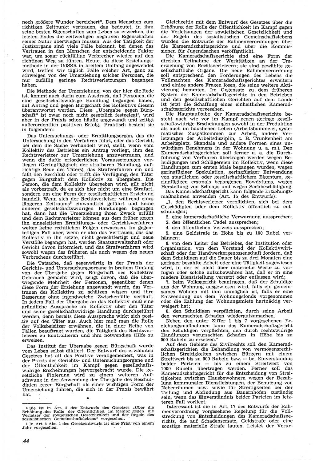 Neue Justiz (NJ), Zeitschrift für Recht und Rechtswissenschaft [Deutsche Demokratische Republik (DDR)], 14. Jahrgang 1960, Seite 44 (NJ DDR 1960, S. 44)