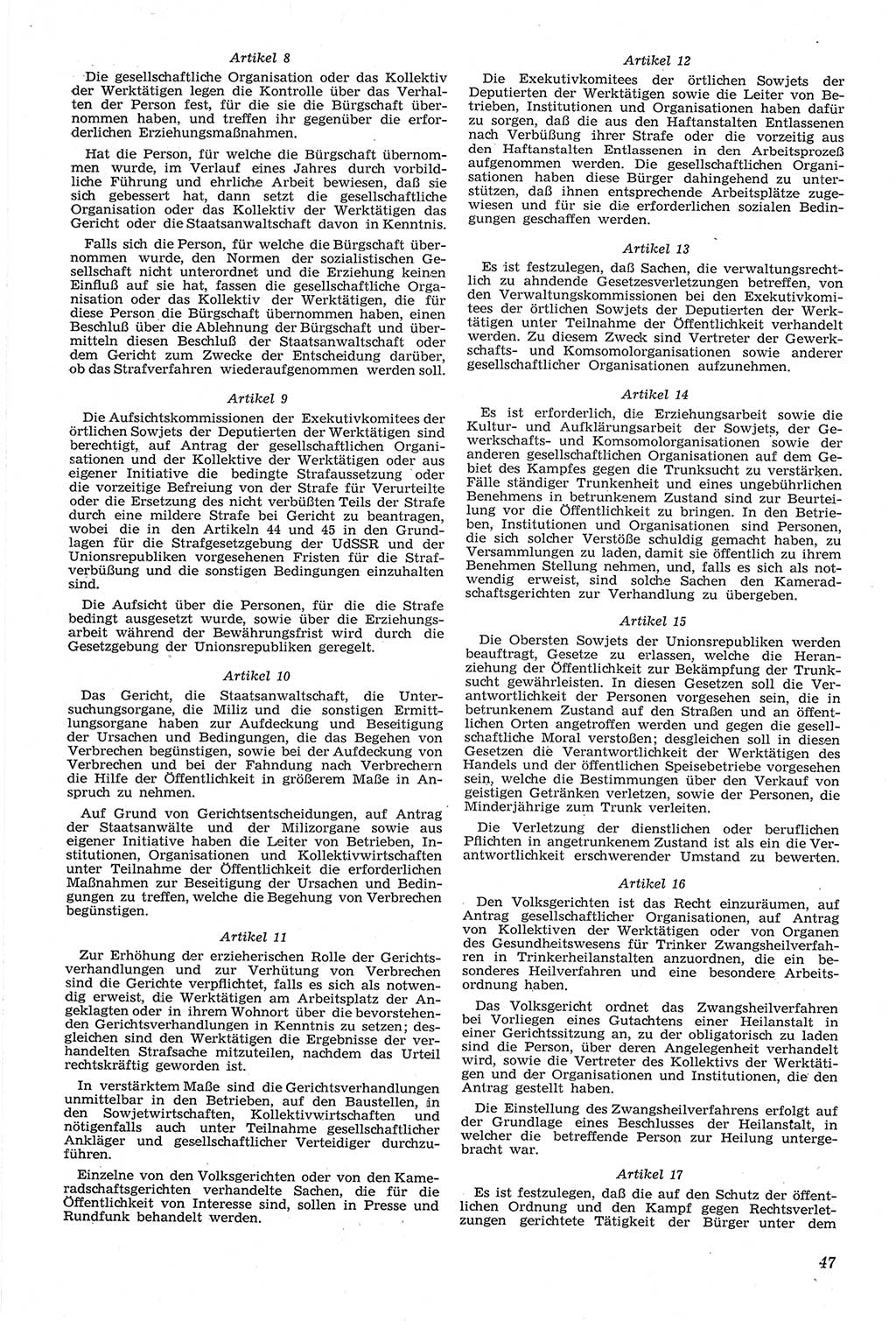 Neue Justiz (NJ), Zeitschrift für Recht und Rechtswissenschaft [Deutsche Demokratische Republik (DDR)], 14. Jahrgang 1960, Seite 47 (NJ DDR 1960, S. 47)