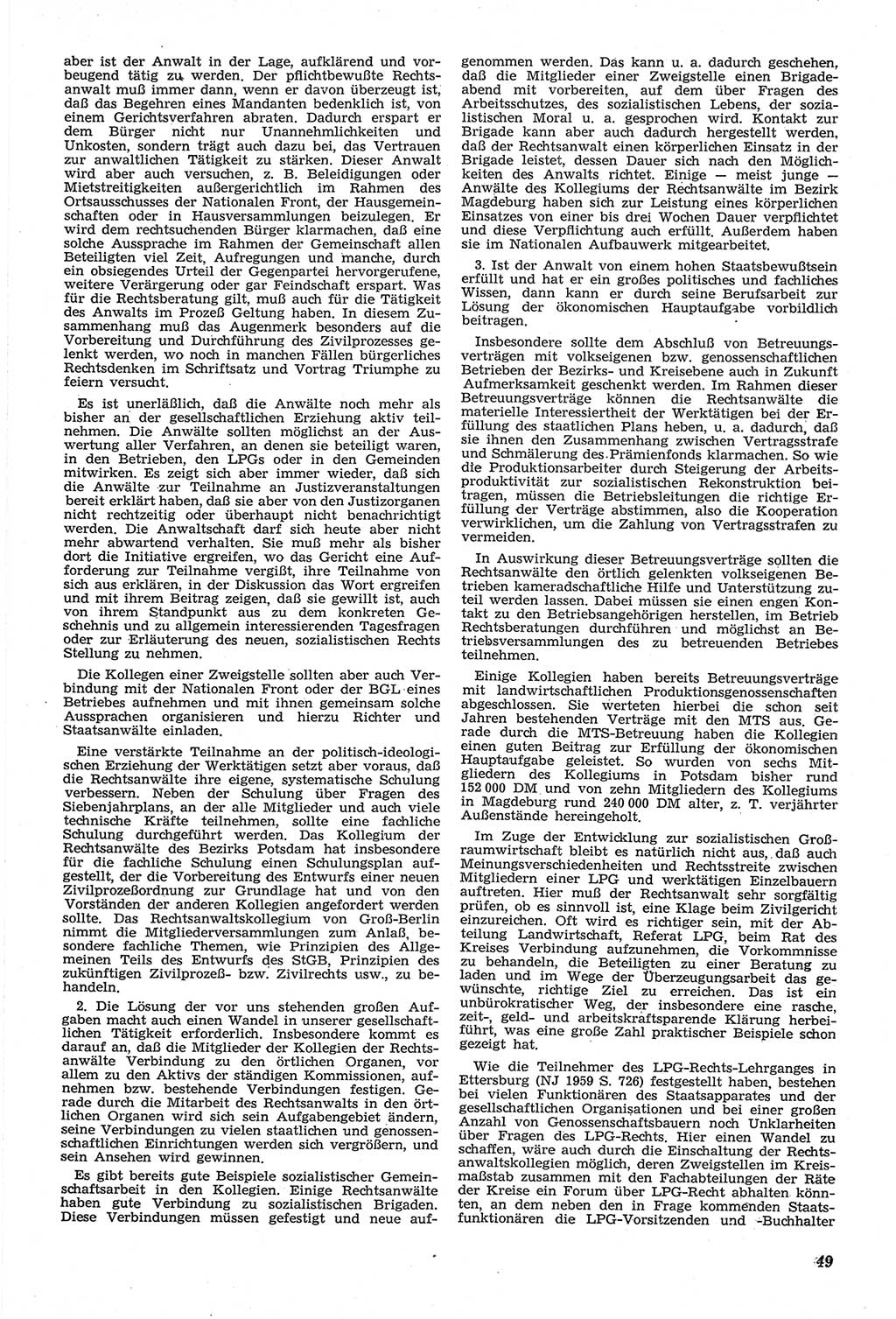 Neue Justiz (NJ), Zeitschrift für Recht und Rechtswissenschaft [Deutsche Demokratische Republik (DDR)], 14. Jahrgang 1960, Seite 49 (NJ DDR 1960, S. 49)