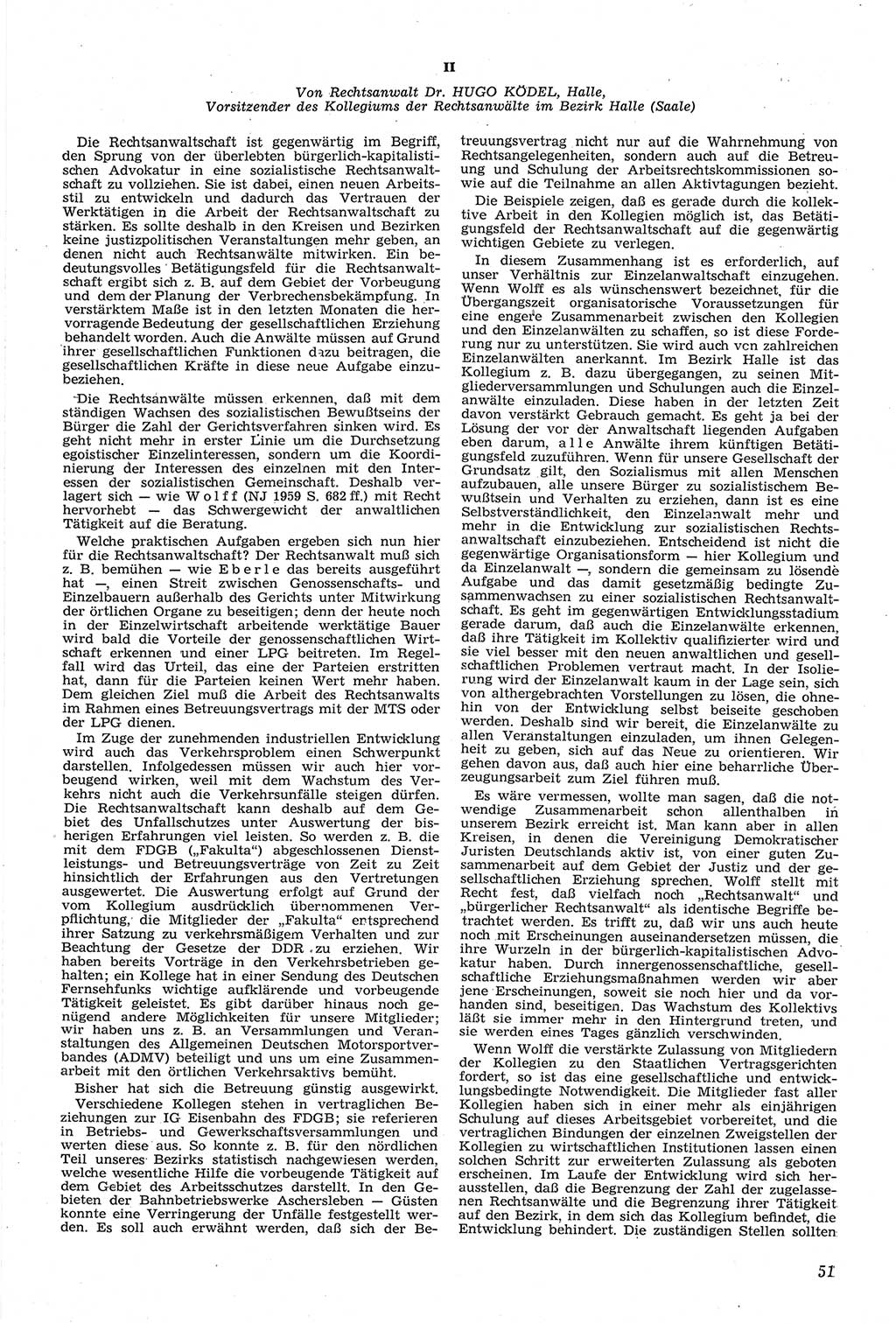 Neue Justiz (NJ), Zeitschrift für Recht und Rechtswissenschaft [Deutsche Demokratische Republik (DDR)], 14. Jahrgang 1960, Seite 51 (NJ DDR 1960, S. 51)