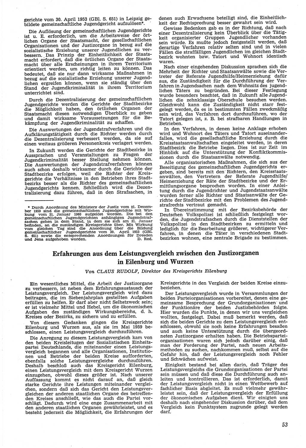 Neue Justiz (NJ), Zeitschrift für Recht und Rechtswissenschaft [Deutsche Demokratische Republik (DDR)], 14. Jahrgang 1960, Seite 53 (NJ DDR 1960, S. 53)