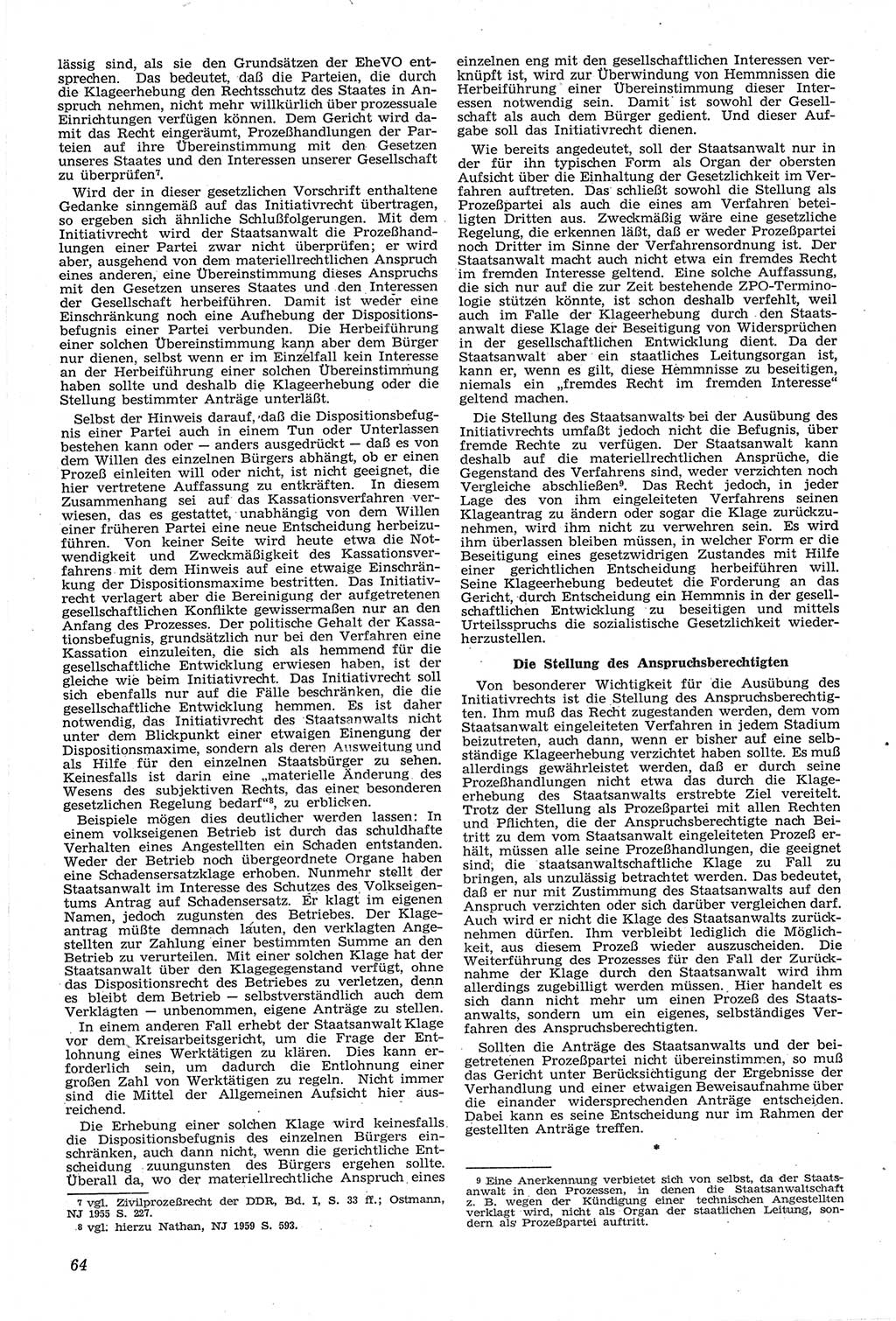 Neue Justiz (NJ), Zeitschrift für Recht und Rechtswissenschaft [Deutsche Demokratische Republik (DDR)], 14. Jahrgang 1960, Seite 64 (NJ DDR 1960, S. 64)