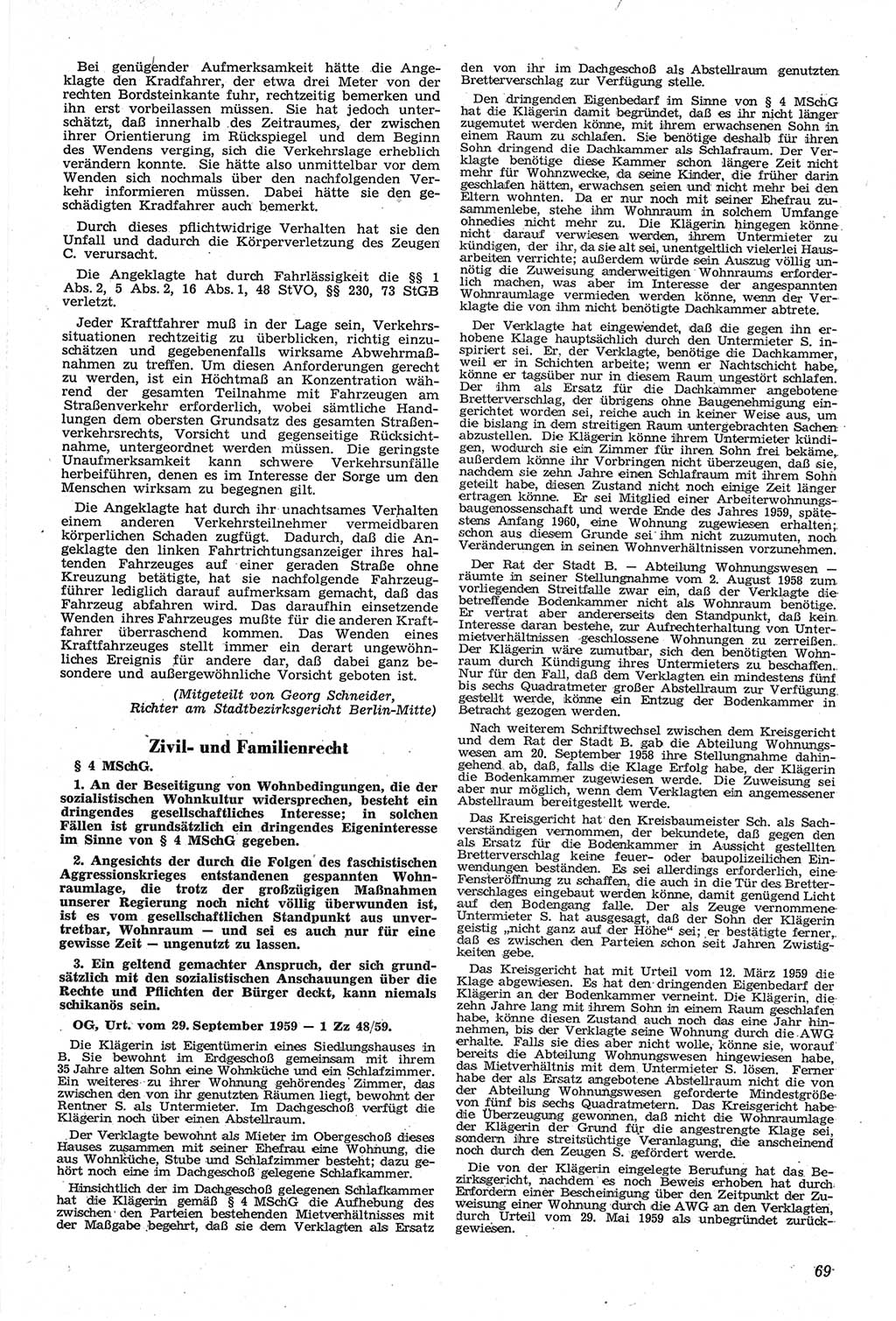 Neue Justiz (NJ), Zeitschrift für Recht und Rechtswissenschaft [Deutsche Demokratische Republik (DDR)], 14. Jahrgang 1960, Seite 69 (NJ DDR 1960, S. 69)
