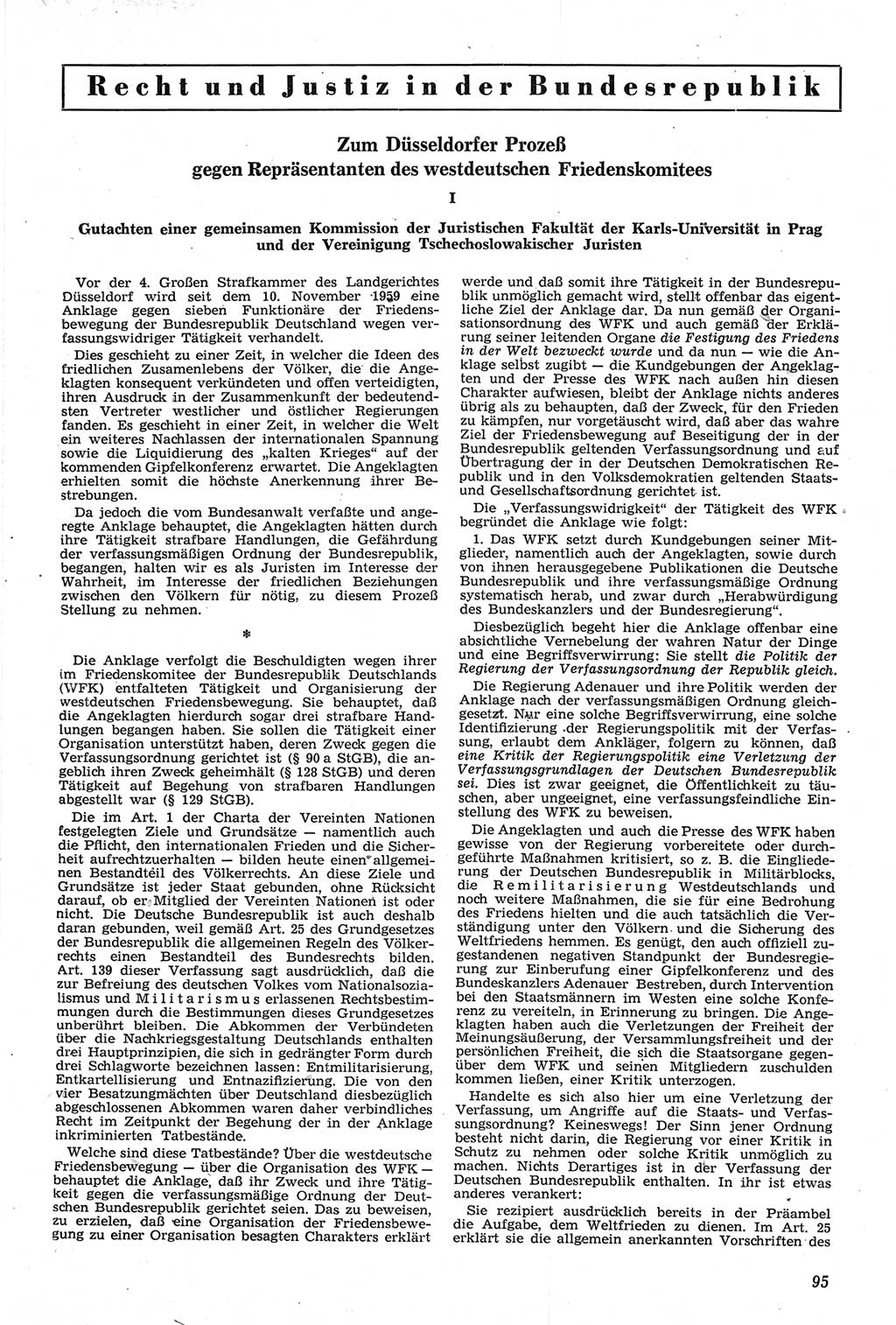 Neue Justiz (NJ), Zeitschrift für Recht und Rechtswissenschaft [Deutsche Demokratische Republik (DDR)], 14. Jahrgang 1960, Seite 95 (NJ DDR 1960, S. 95)