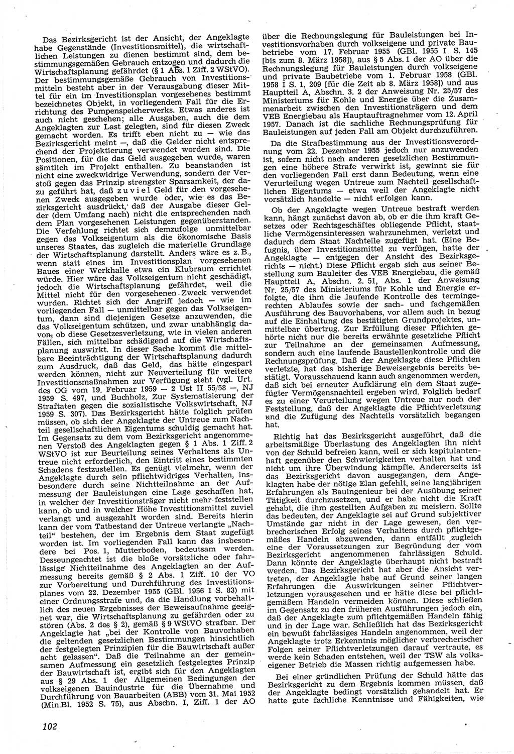 Neue Justiz (NJ), Zeitschrift für Recht und Rechtswissenschaft [Deutsche Demokratische Republik (DDR)], 14. Jahrgang 1960, Seite 102 (NJ DDR 1960, S. 102)