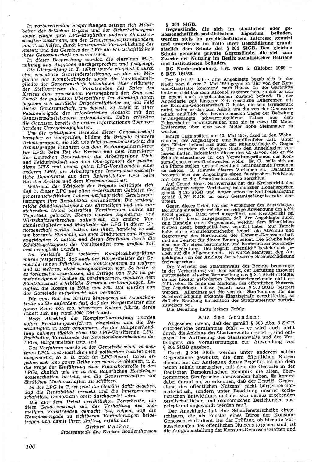 Neue Justiz (NJ), Zeitschrift für Recht und Rechtswissenschaft [Deutsche Demokratische Republik (DDR)], 14. Jahrgang 1960, Seite 106 (NJ DDR 1960, S. 106)