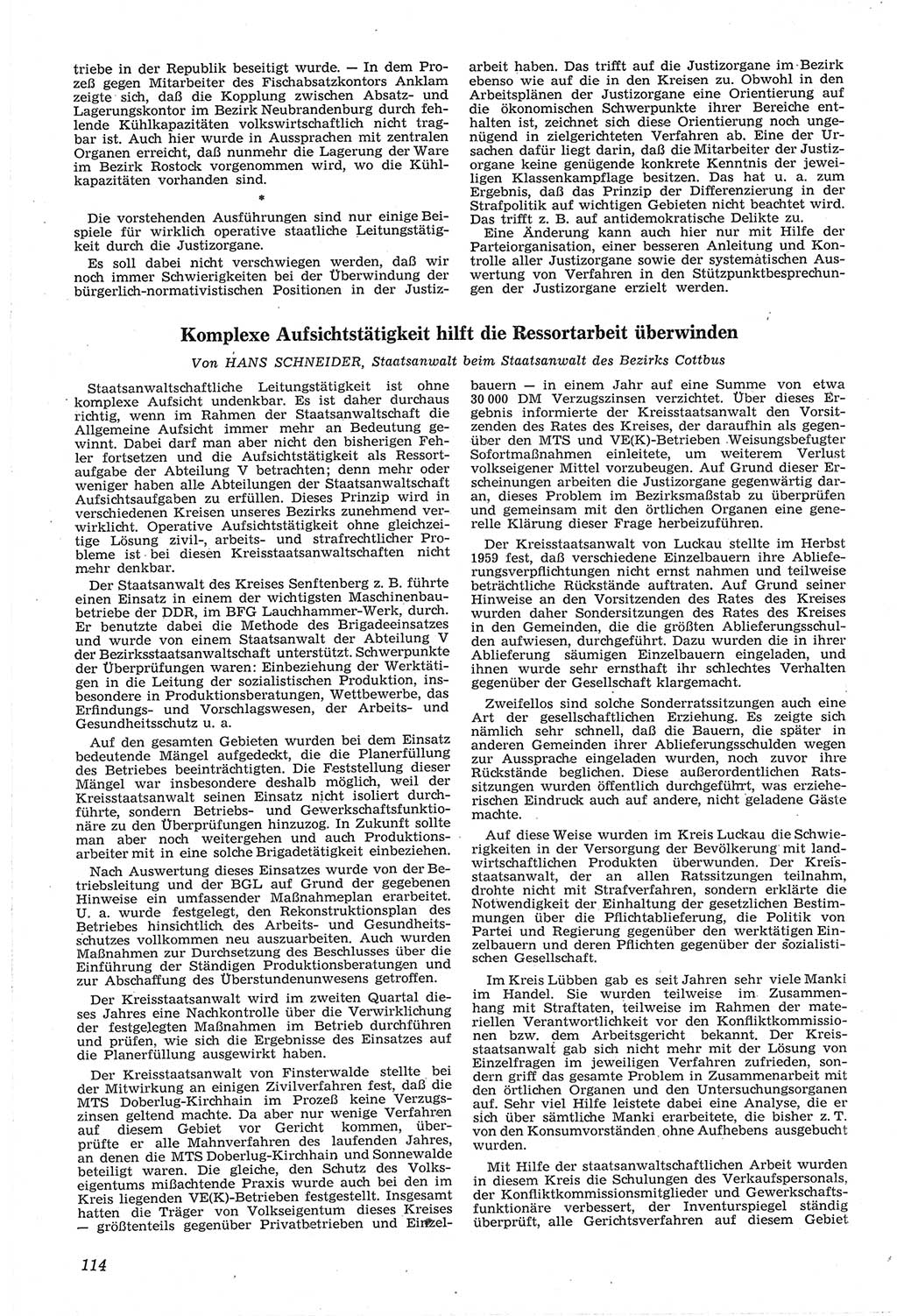 Neue Justiz (NJ), Zeitschrift für Recht und Rechtswissenschaft [Deutsche Demokratische Republik (DDR)], 14. Jahrgang 1960, Seite 114 (NJ DDR 1960, S. 114)