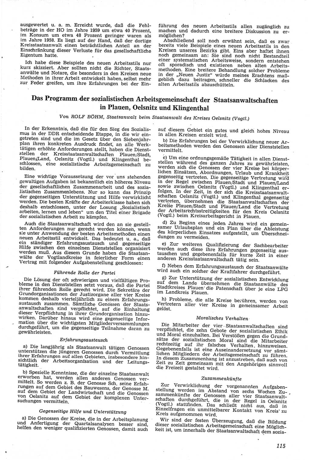 Neue Justiz (NJ), Zeitschrift für Recht und Rechtswissenschaft [Deutsche Demokratische Republik (DDR)], 14. Jahrgang 1960, Seite 115 (NJ DDR 1960, S. 115)