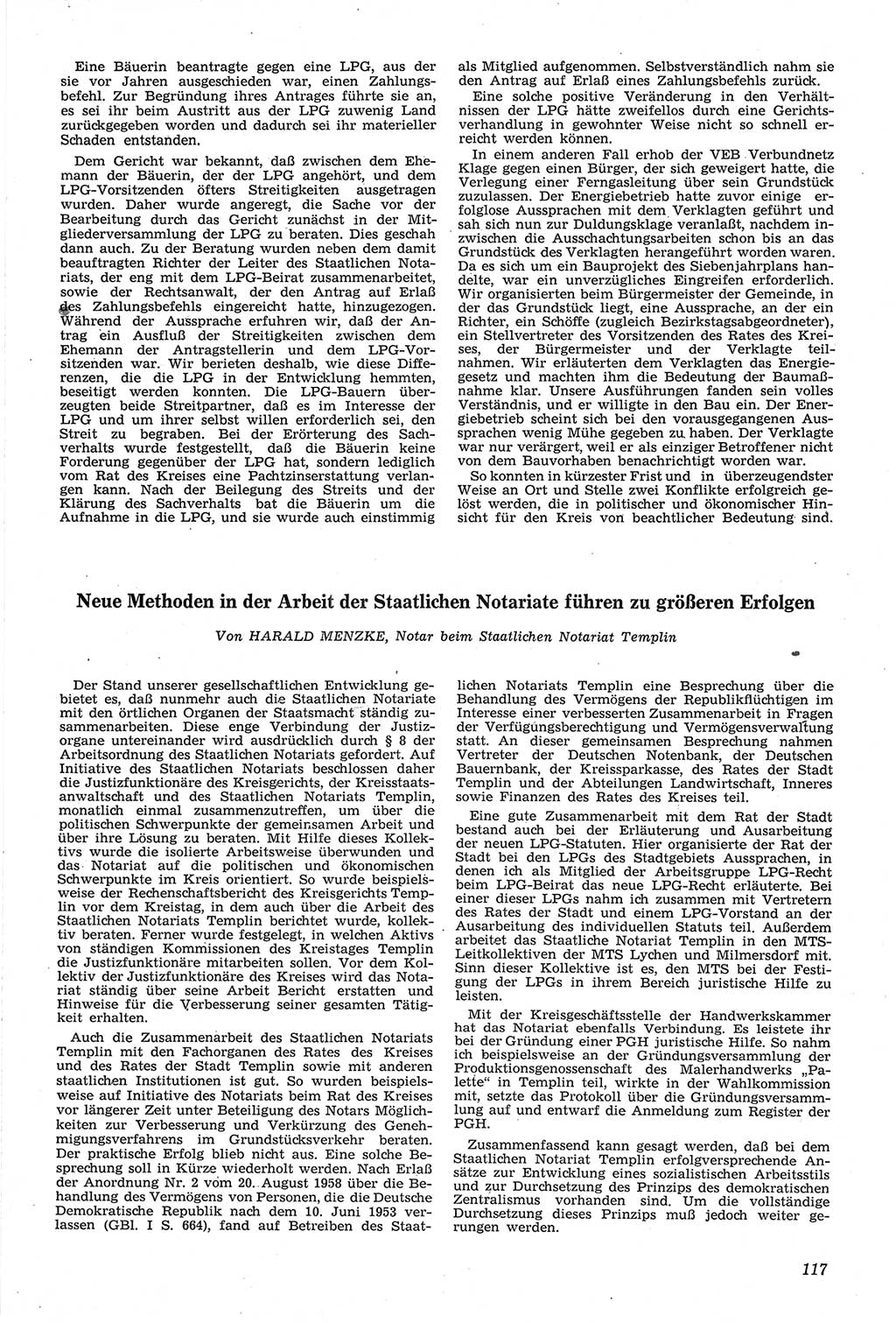 Neue Justiz (NJ), Zeitschrift für Recht und Rechtswissenschaft [Deutsche Demokratische Republik (DDR)], 14. Jahrgang 1960, Seite 117 (NJ DDR 1960, S. 117)