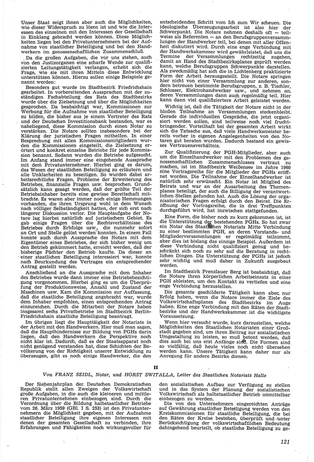 Neue Justiz (NJ), Zeitschrift für Recht und Rechtswissenschaft [Deutsche Demokratische Republik (DDR)], 14. Jahrgang 1960, Seite 121 (NJ DDR 1960, S. 121)