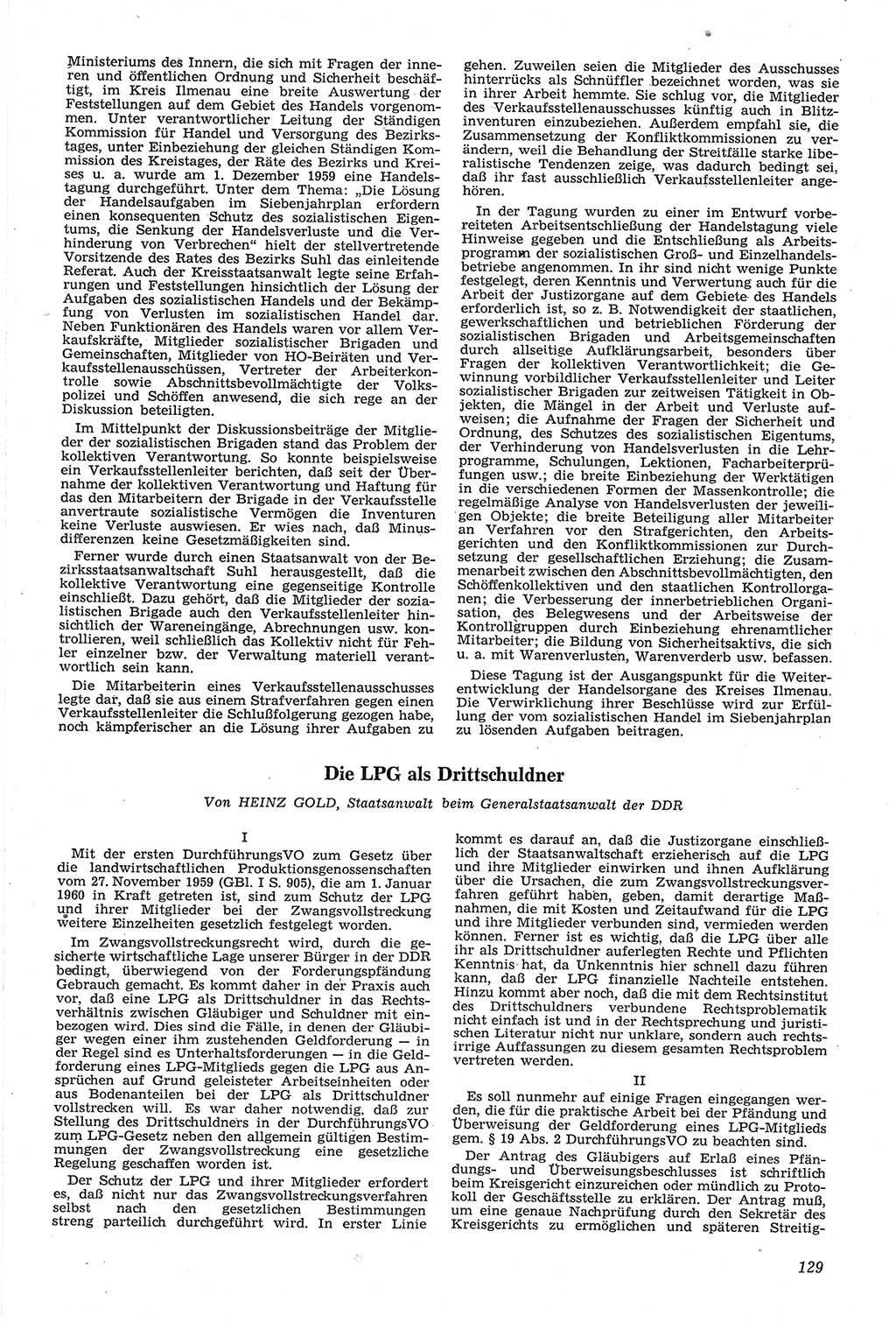 Neue Justiz (NJ), Zeitschrift für Recht und Rechtswissenschaft [Deutsche Demokratische Republik (DDR)], 14. Jahrgang 1960, Seite 129 (NJ DDR 1960, S. 129)