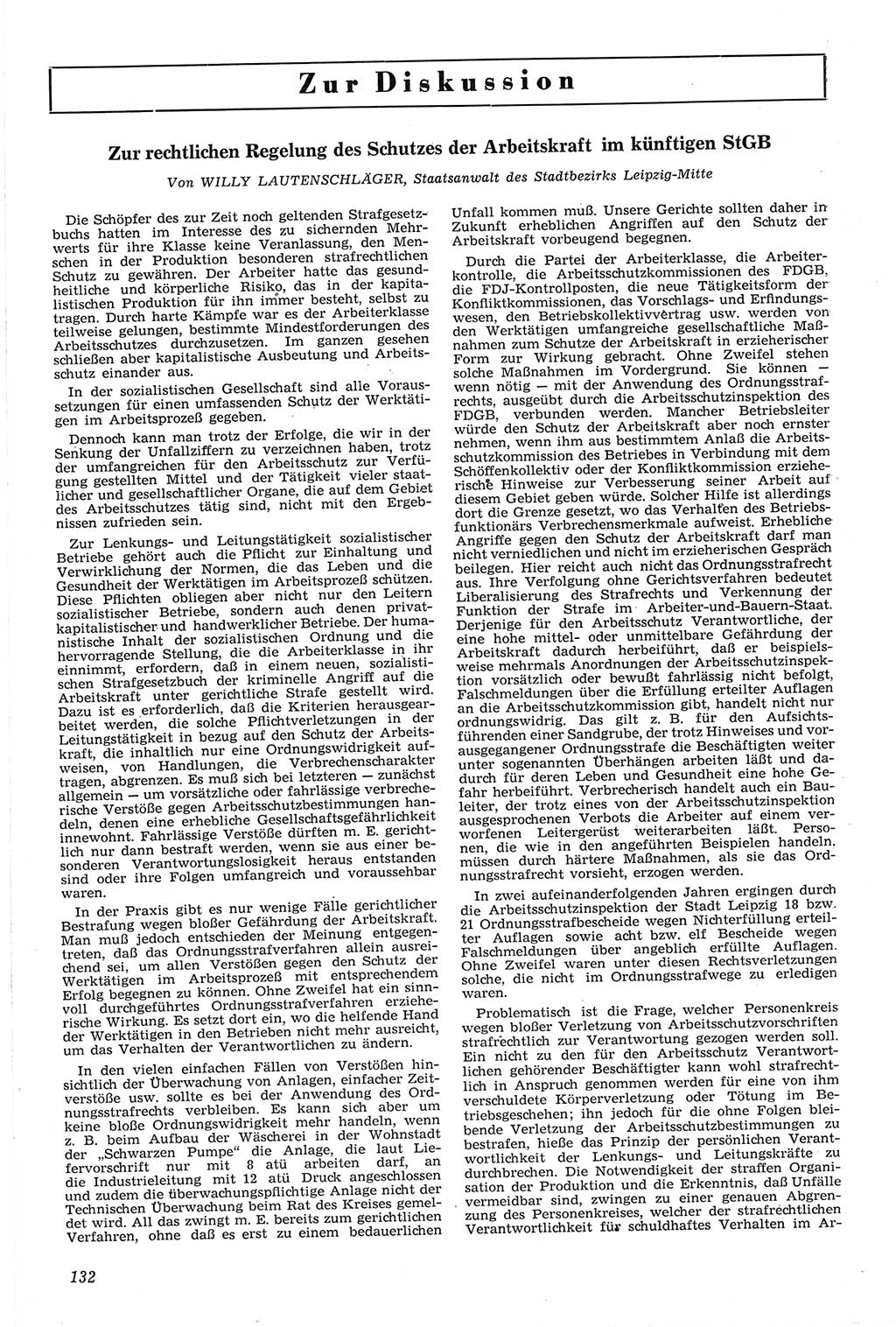 Neue Justiz (NJ), Zeitschrift für Recht und Rechtswissenschaft [Deutsche Demokratische Republik (DDR)], 14. Jahrgang 1960, Seite 132 (NJ DDR 1960, S. 132)