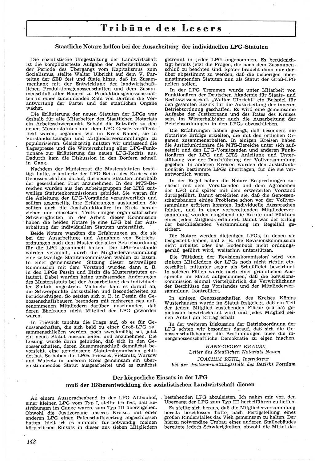 Neue Justiz (NJ), Zeitschrift für Recht und Rechtswissenschaft [Deutsche Demokratische Republik (DDR)], 14. Jahrgang 1960, Seite 142 (NJ DDR 1960, S. 142)