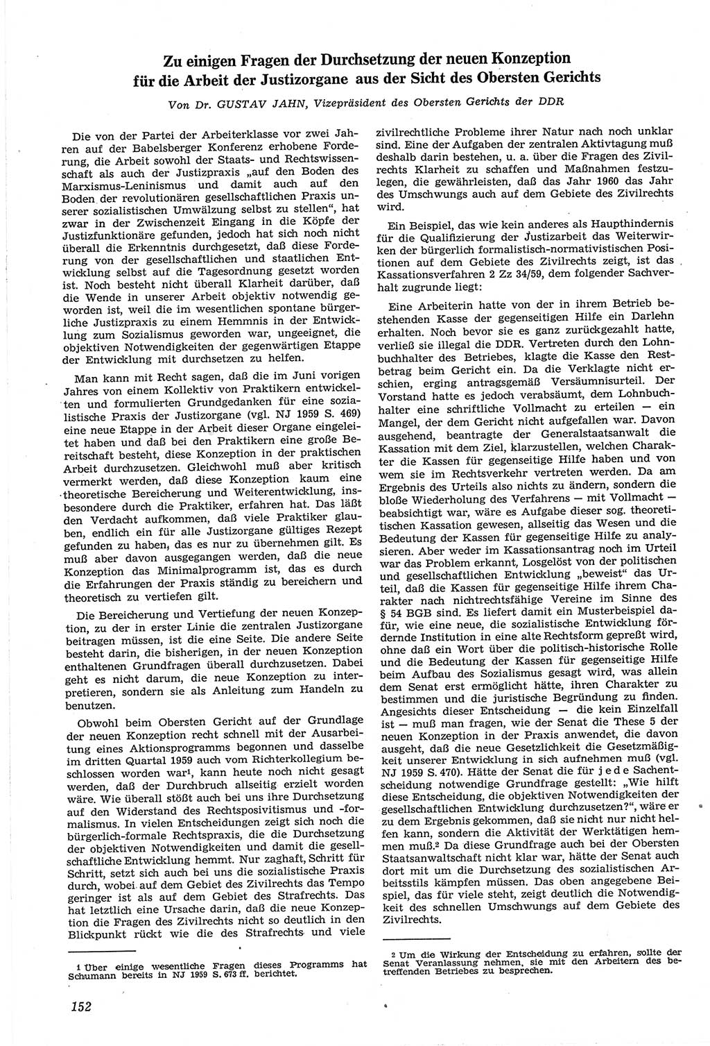 Neue Justiz (NJ), Zeitschrift für Recht und Rechtswissenschaft [Deutsche Demokratische Republik (DDR)], 14. Jahrgang 1960, Seite 152 (NJ DDR 1960, S. 152)