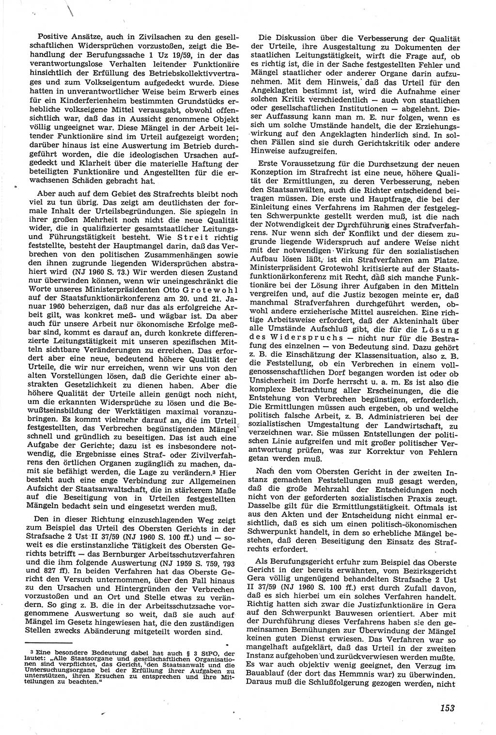 Neue Justiz (NJ), Zeitschrift für Recht und Rechtswissenschaft [Deutsche Demokratische Republik (DDR)], 14. Jahrgang 1960, Seite 153 (NJ DDR 1960, S. 153)