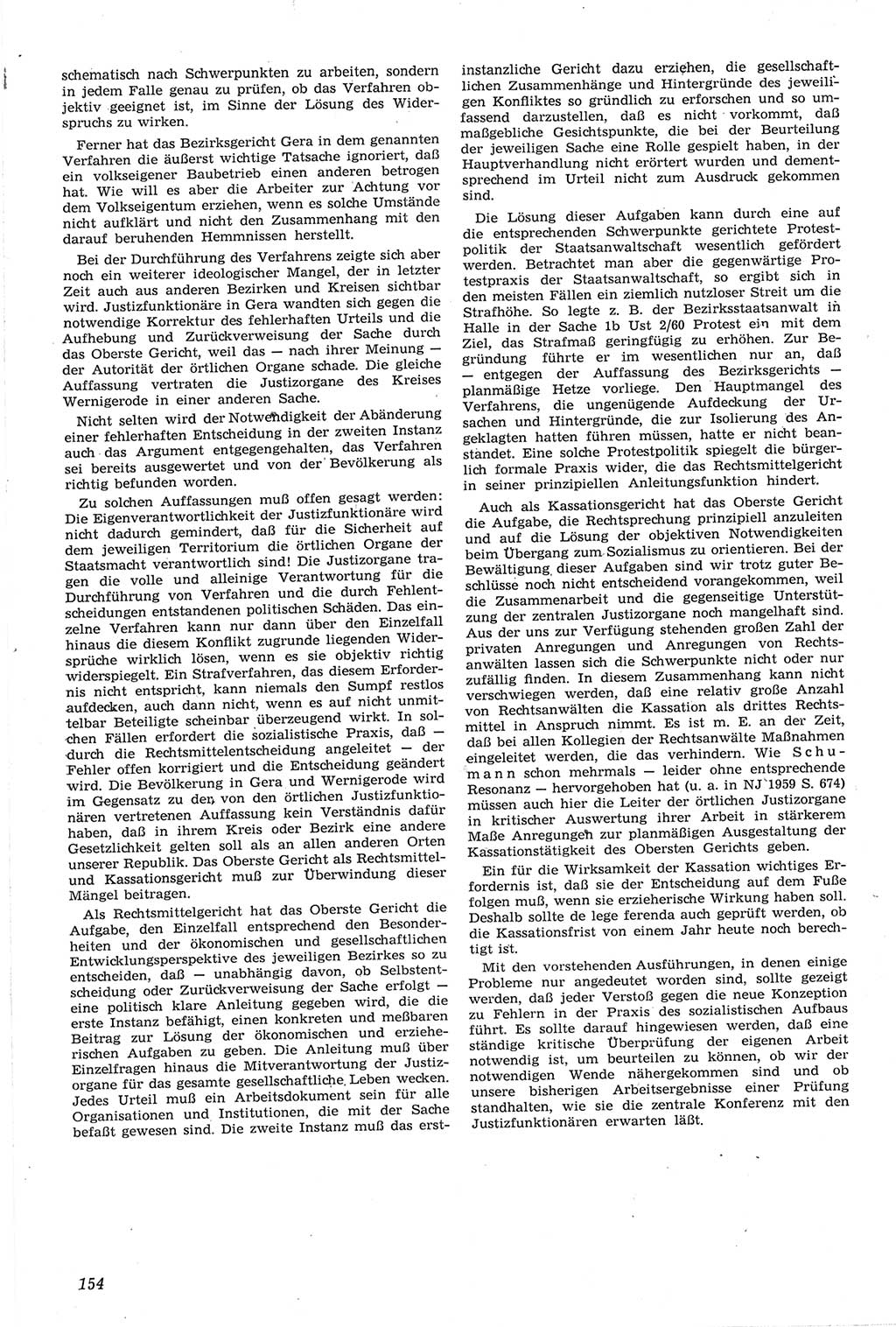 Neue Justiz (NJ), Zeitschrift für Recht und Rechtswissenschaft [Deutsche Demokratische Republik (DDR)], 14. Jahrgang 1960, Seite 154 (NJ DDR 1960, S. 154)