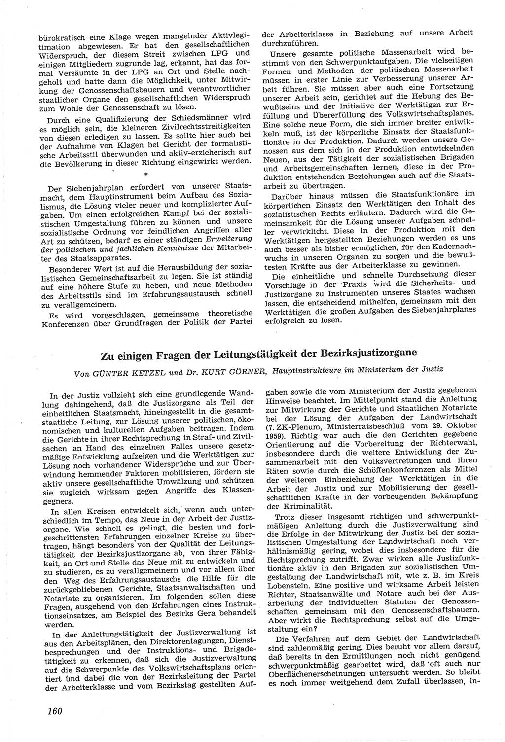 Neue Justiz (NJ), Zeitschrift für Recht und Rechtswissenschaft [Deutsche Demokratische Republik (DDR)], 14. Jahrgang 1960, Seite 160 (NJ DDR 1960, S. 160)