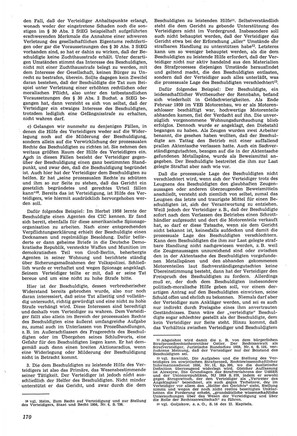 Neue Justiz (NJ), Zeitschrift für Recht und Rechtswissenschaft [Deutsche Demokratische Republik (DDR)], 14. Jahrgang 1960, Seite 170 (NJ DDR 1960, S. 170)